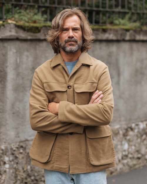 Velasca Taupe gray moleskin shooting jacket, Made in Italy