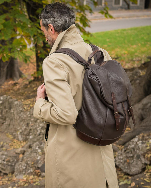belles rives leather backpack Sach | Men's tumbled leather backpack for travel