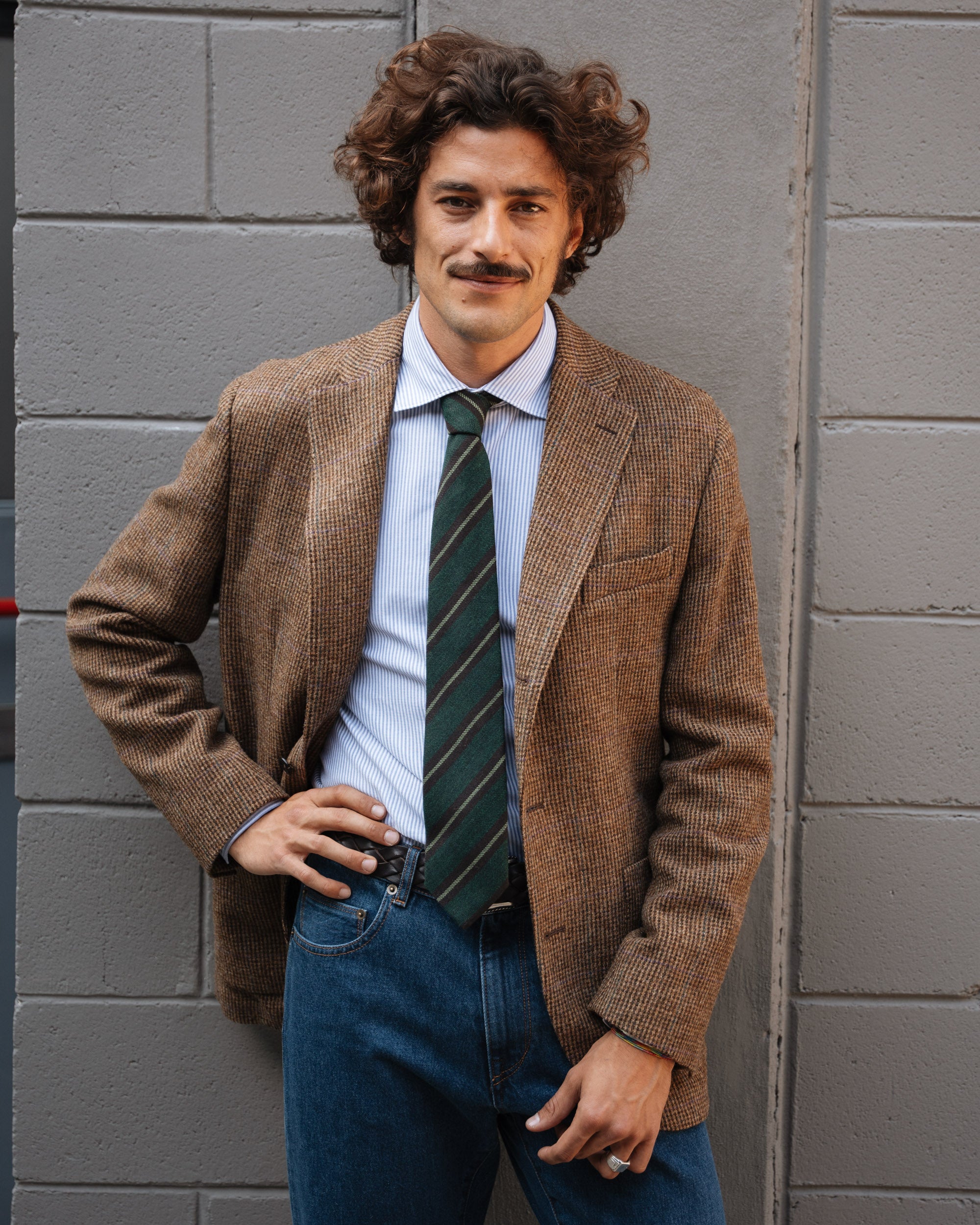 Brown Prince of Wales wool blazer, Made in Italy | Velasca