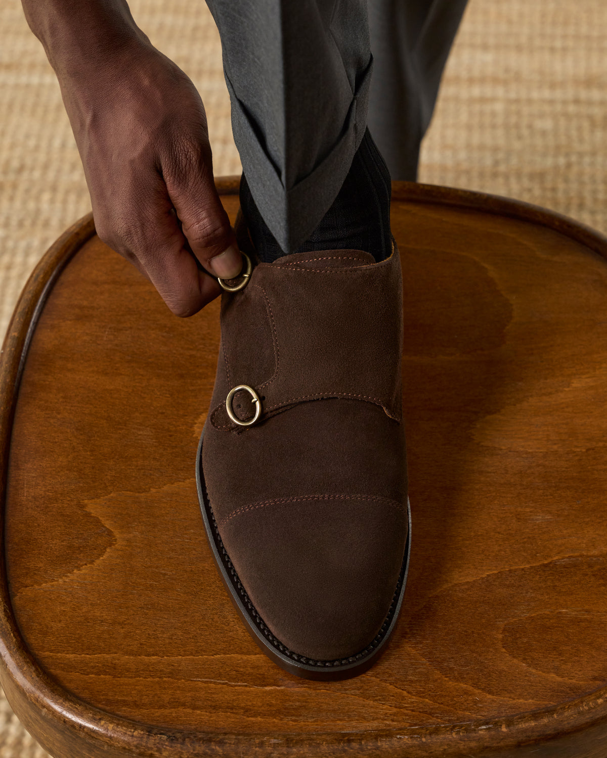 Men's suede Double Monk Strap shoes