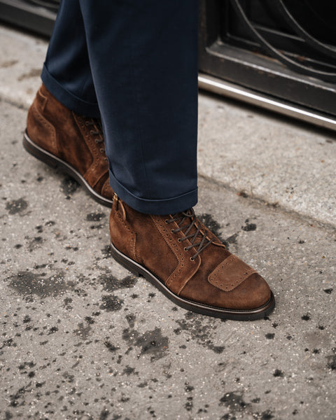 mens brown lace up dress boots Velasca