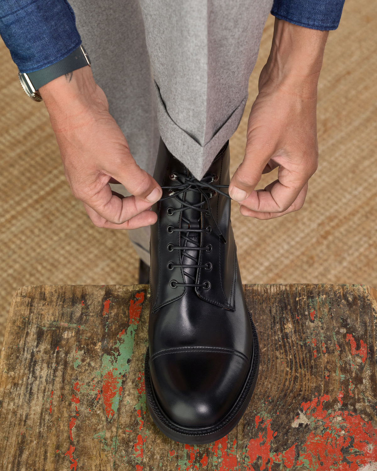 mens black leather lace up dress boots Men's lace-up for winter Add to your formal Bra-friendly The Hollies – Long Size:US28