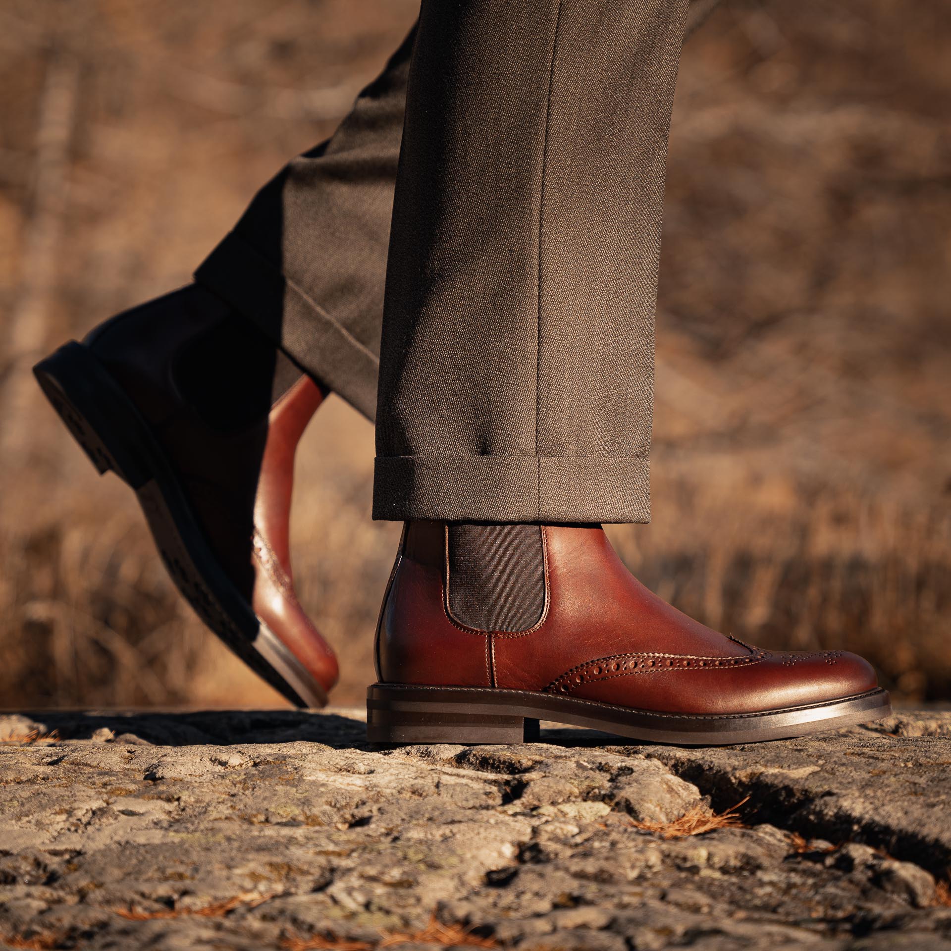 Men's brown full-grain leather Chelsea Boots