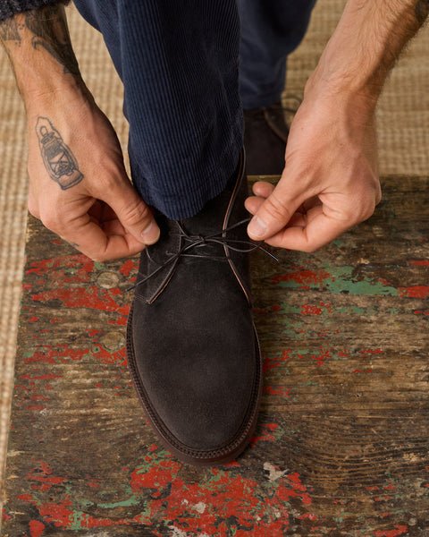 Men's dark brown suede desert boot | Velasca