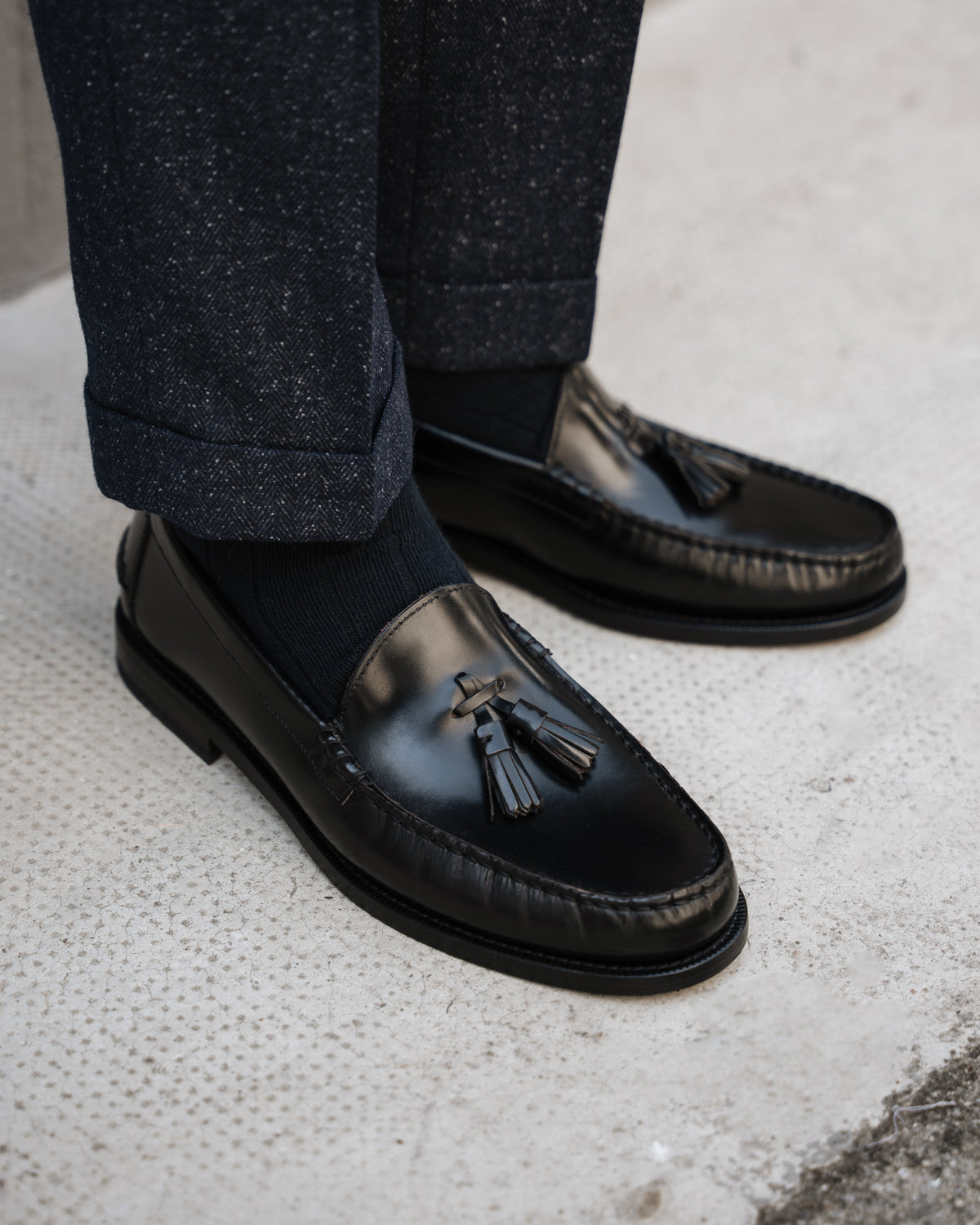 Velasca | Black leather tasseled loafers. Made in Italy display picture 3