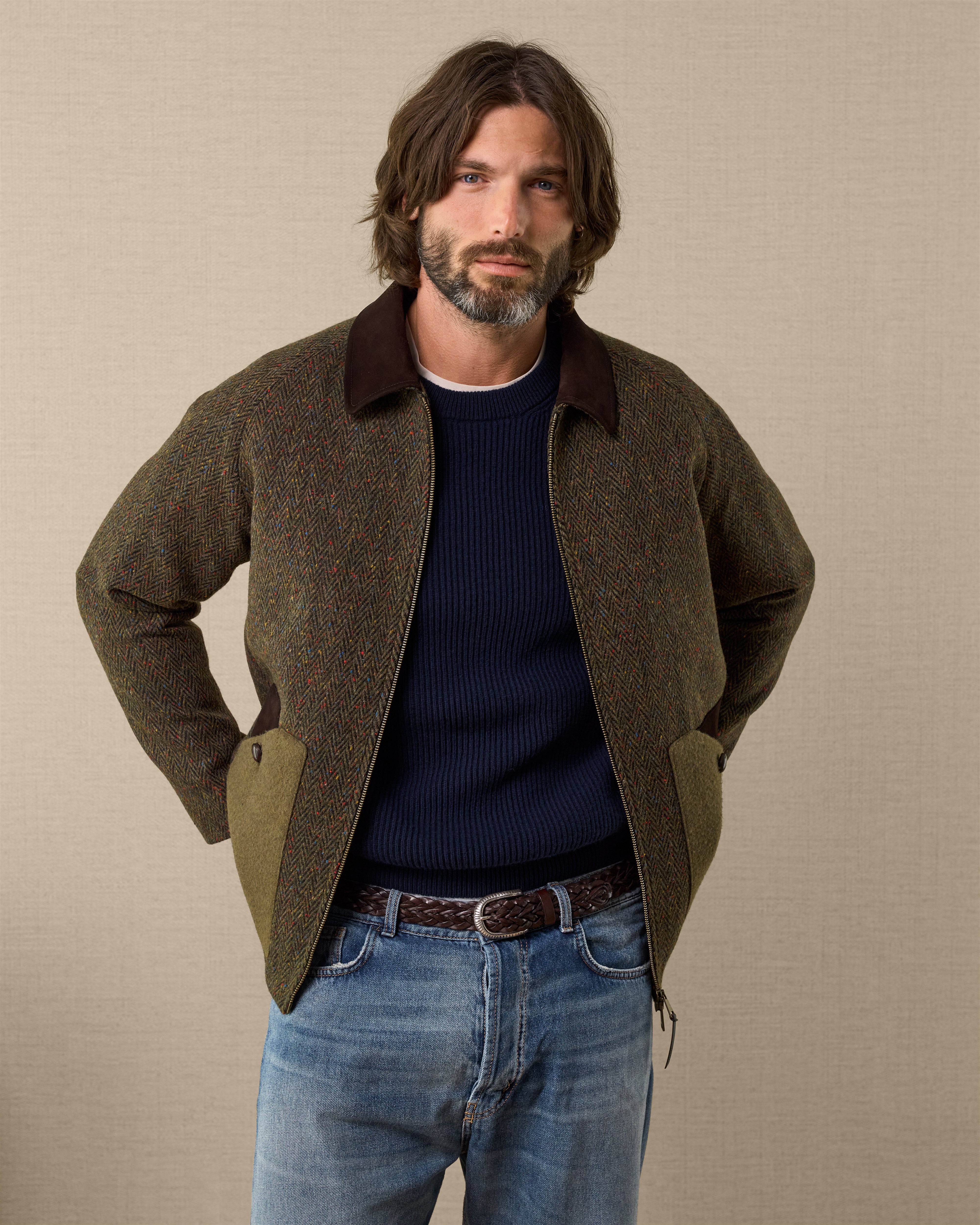 Men's green wool field jacket, Made in Italy | Velasca