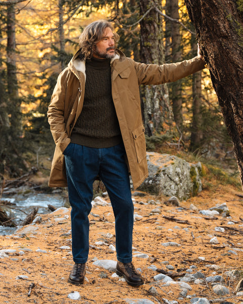 Olive padded cotton parka for men, Made in Italy | Velasca