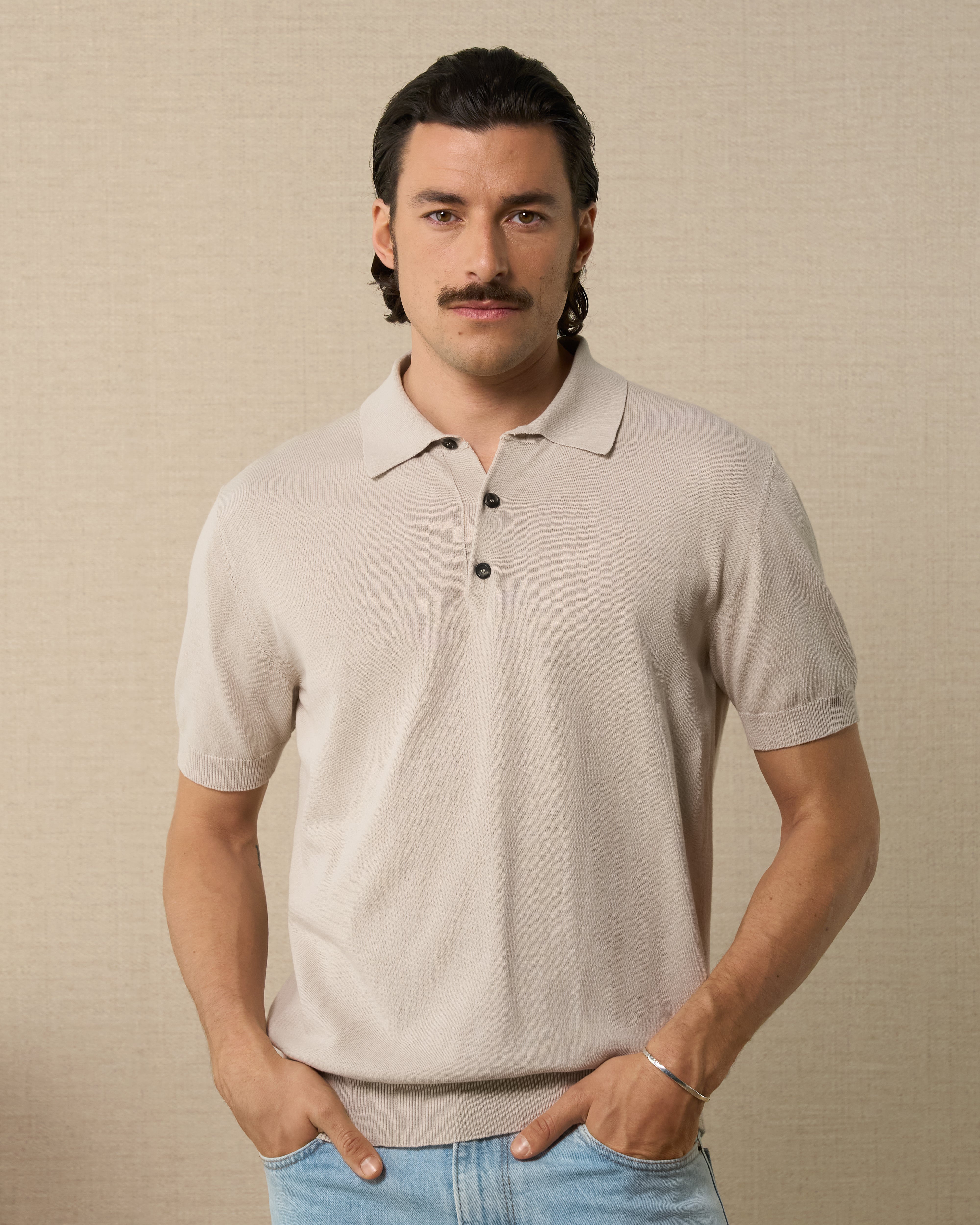 Short-sleeved polo shirt in ice knit, Made in Italy | Velasca
