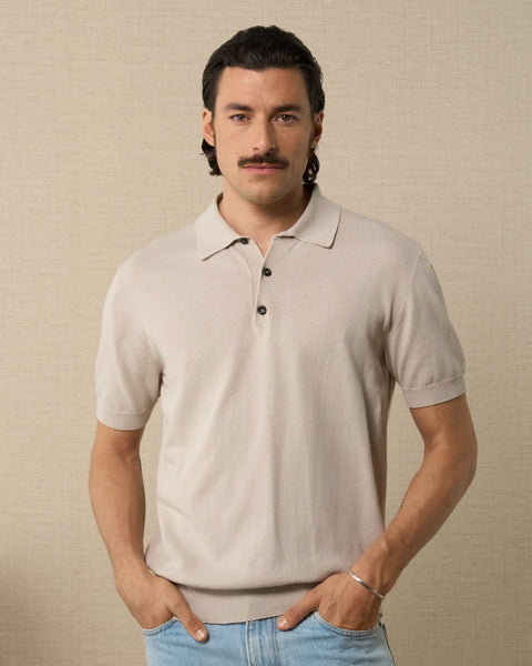 Short-sleeved polo shirt in ice knit, Made in Italy | Velasca