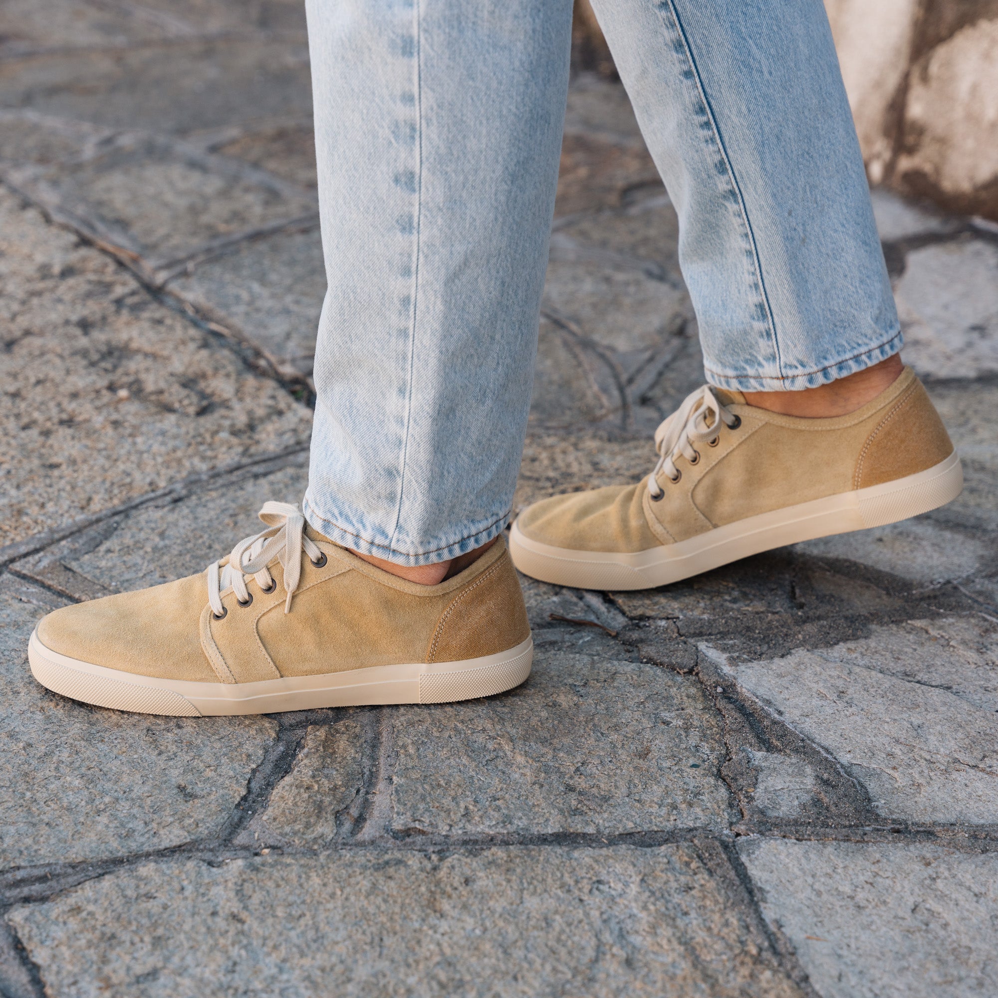 Velasca Handcrafted beige sneakers in soft suede made in Italy