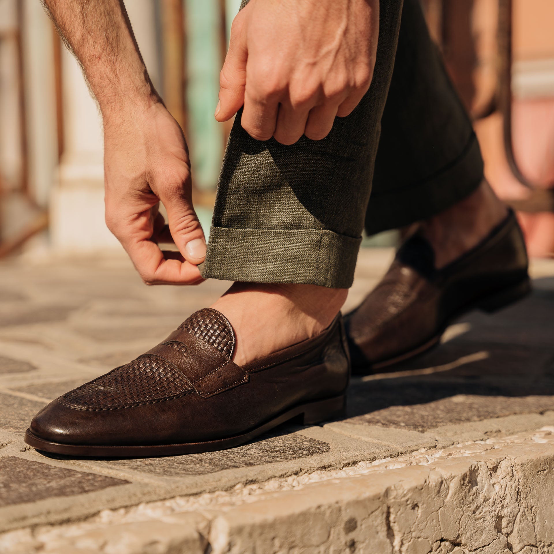 Mens weave loafers hot sale