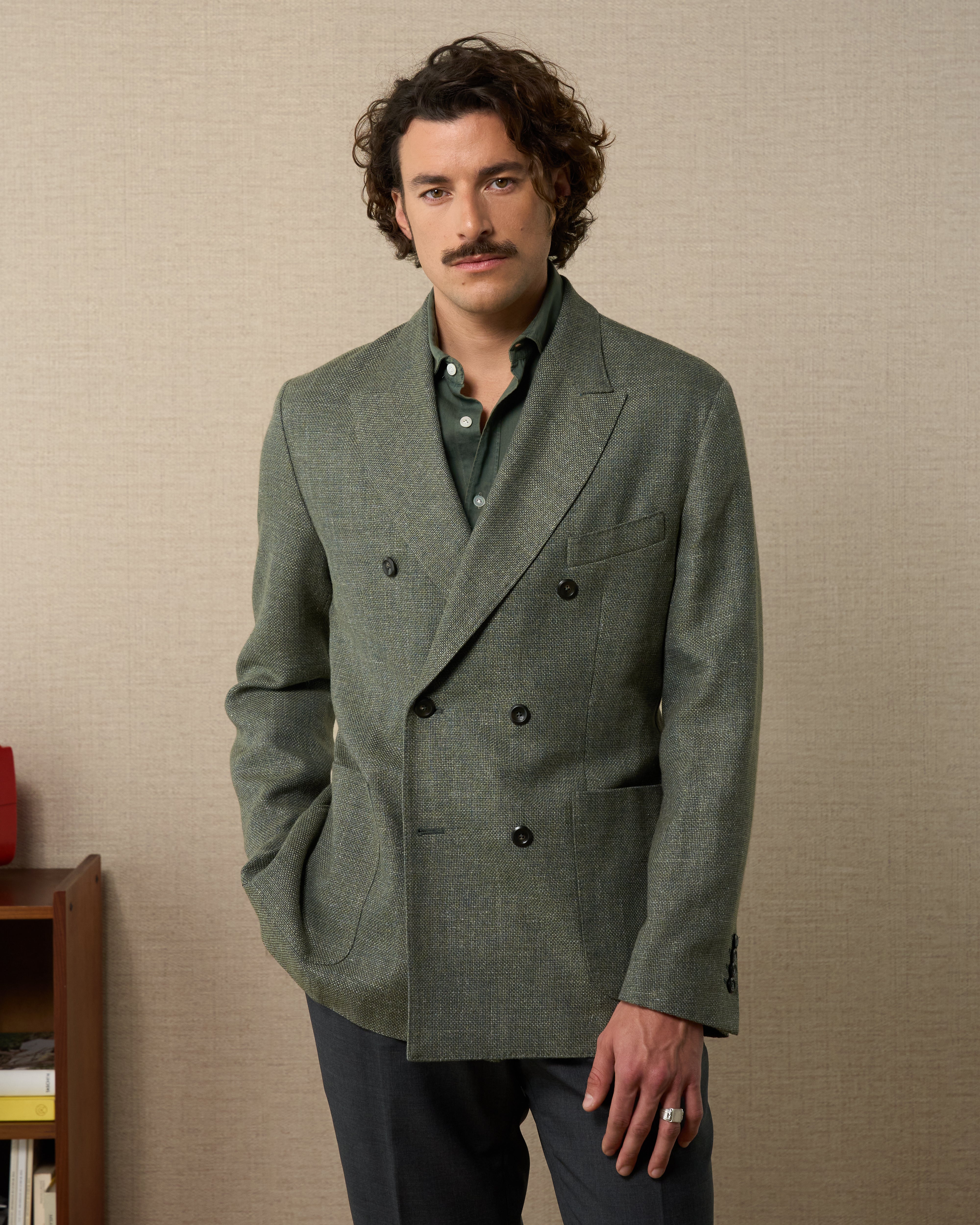 Green wool linen summer mens blazer, Made in Italy | Velasca
