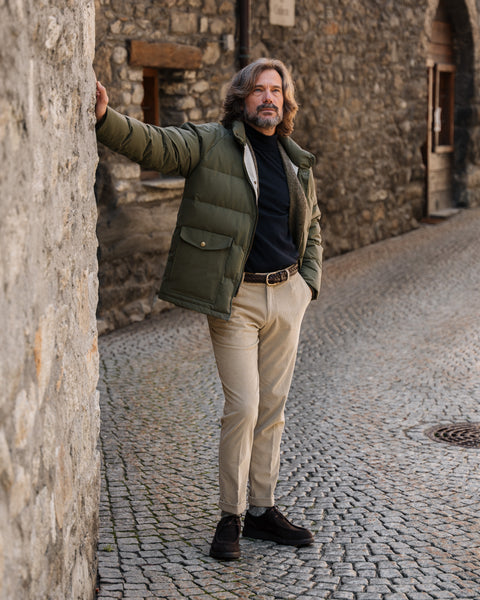 Green vintage cotton down jacket, Made in Italy | Velasca