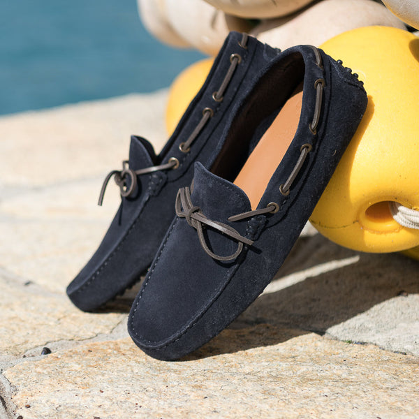 Men's blue suede leather Moccasins | Velasca