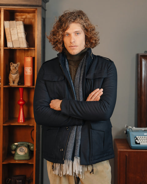 Velasca | Blue field jacket in 100% Virgin wool, Made in Italy Velasca | Blue field jacket in 100% Virgin wool, Made in Italy
