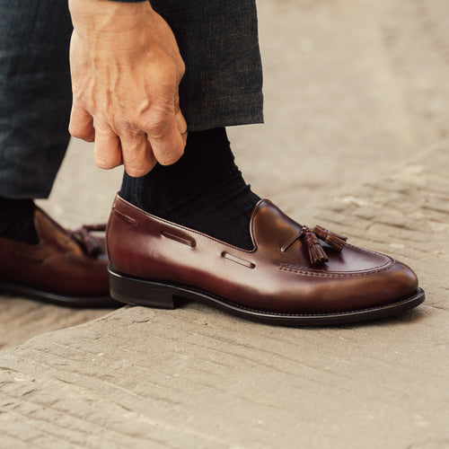 Velasca Burgundy Tassel Loafers in cordovan leather
