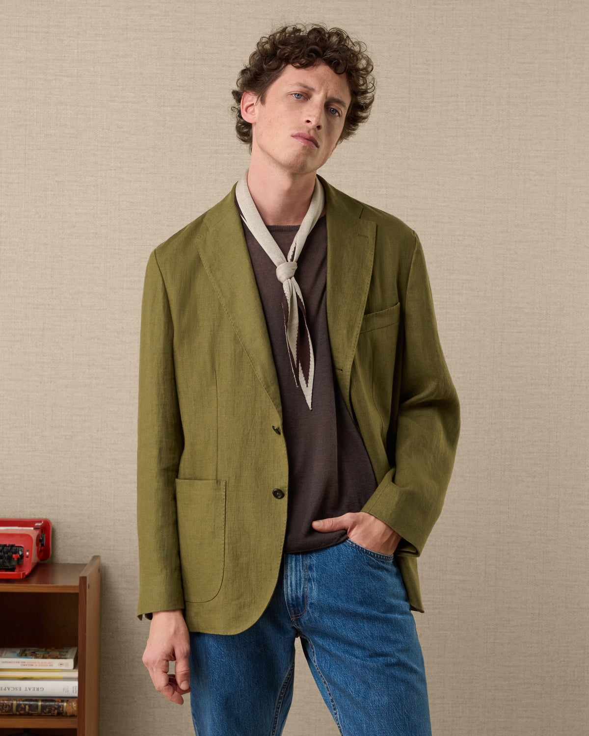 olive green dress jacket linen single-breasted jacket, Made in Italy olive blazer outfit