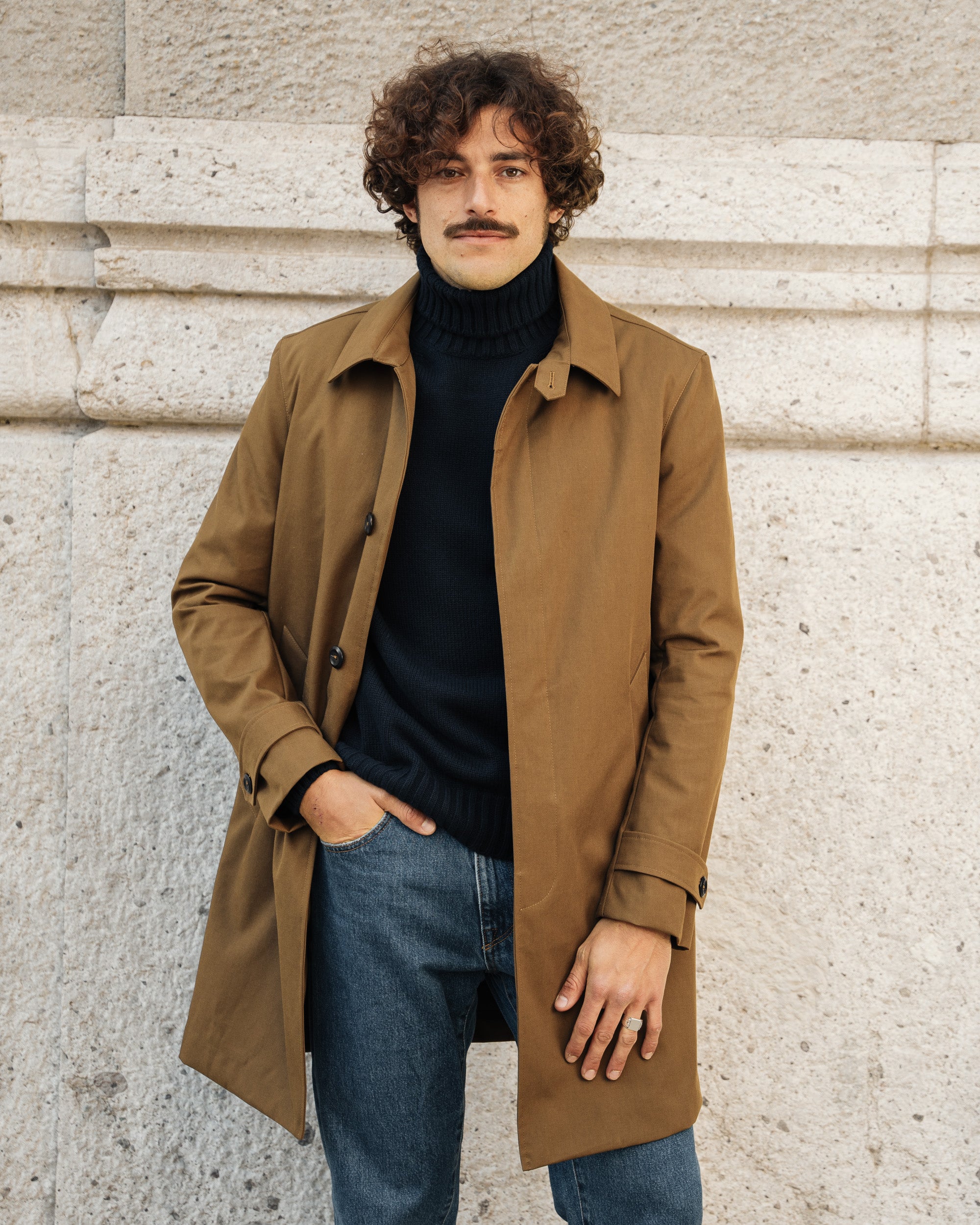 Brown classic cotton trench coat, Made in Italy | Velasca