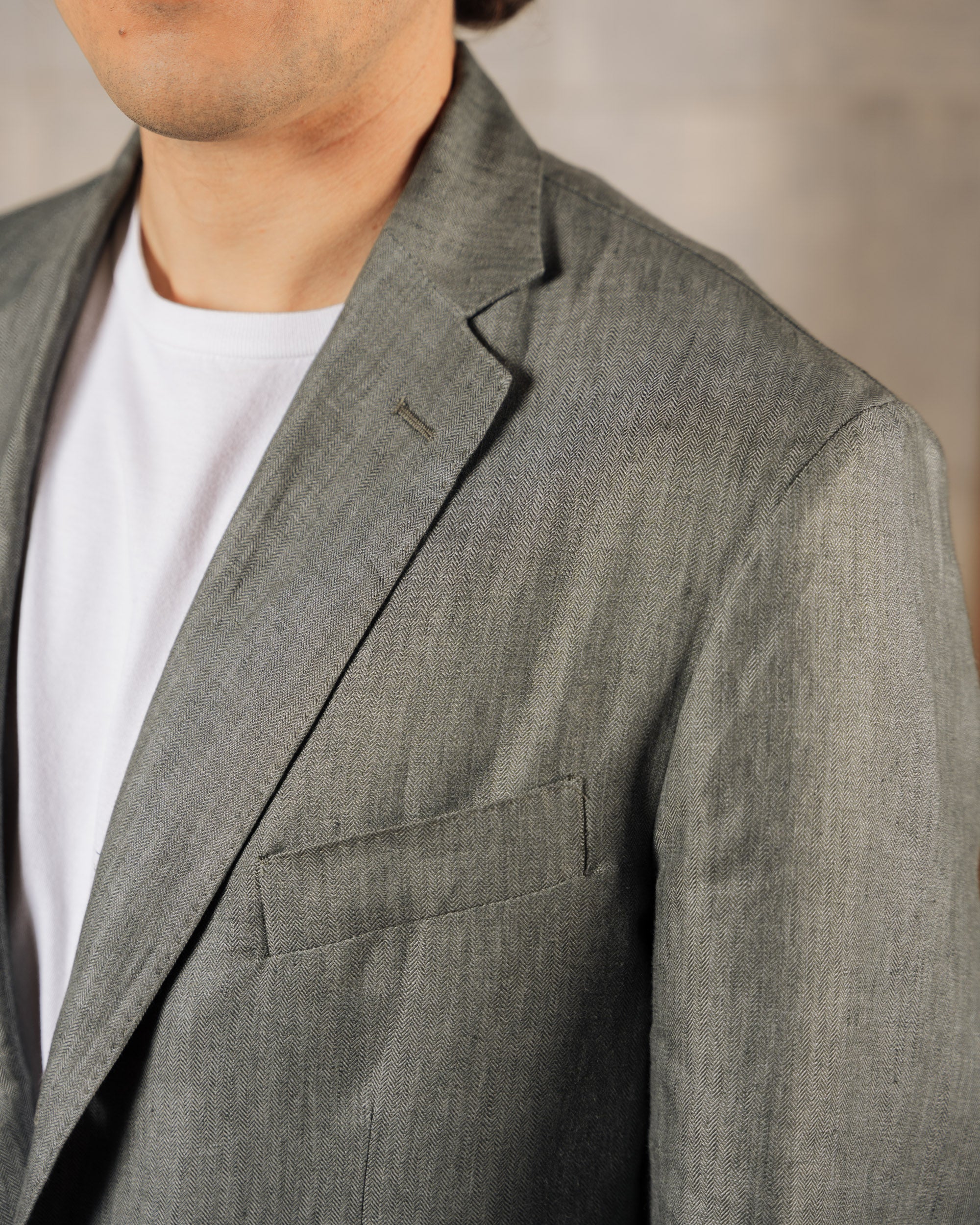 Velasca | Single-breasted green linen jacket, made in Italy