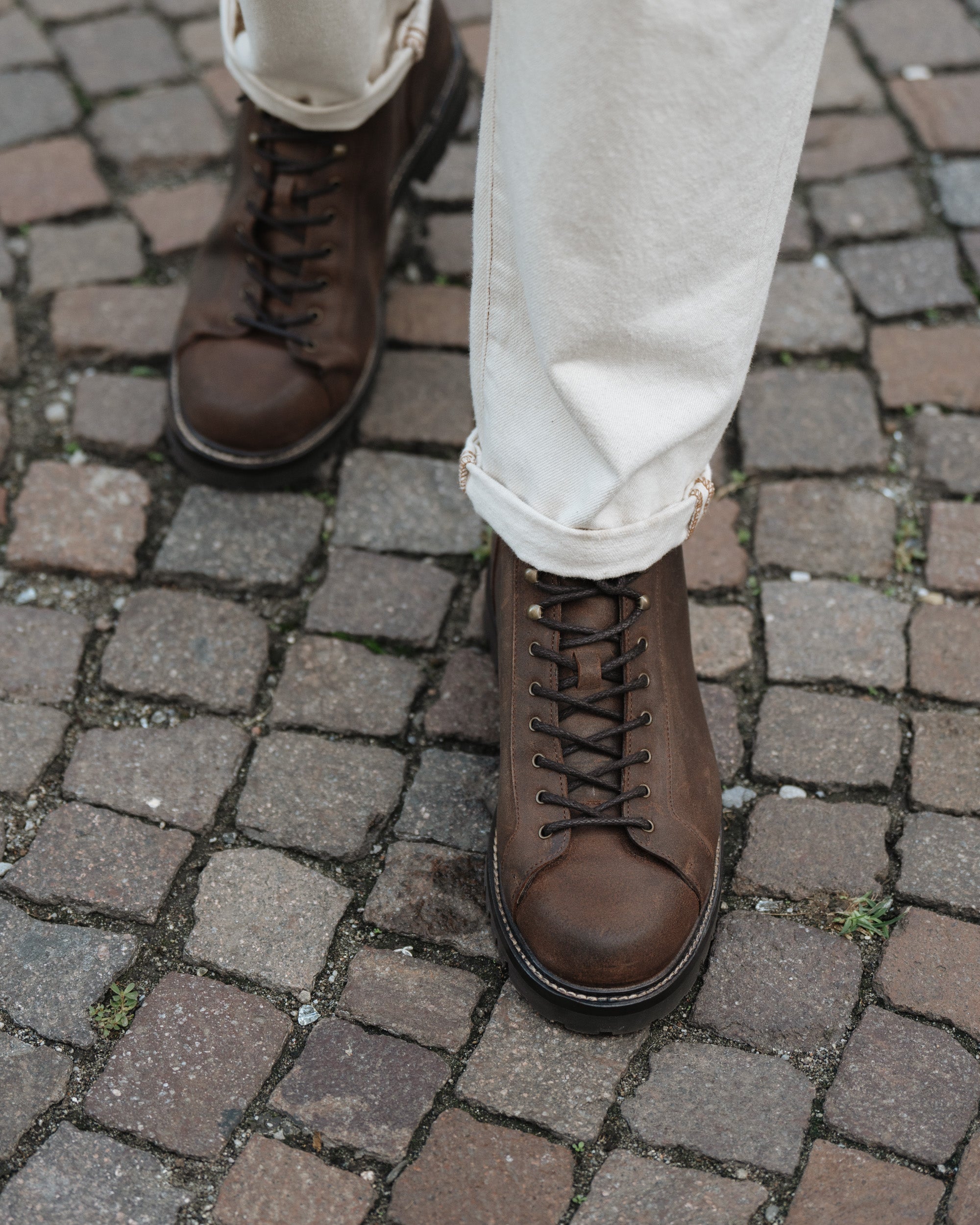 Velasca | Men's brown leather combat boots, Made in Italy
