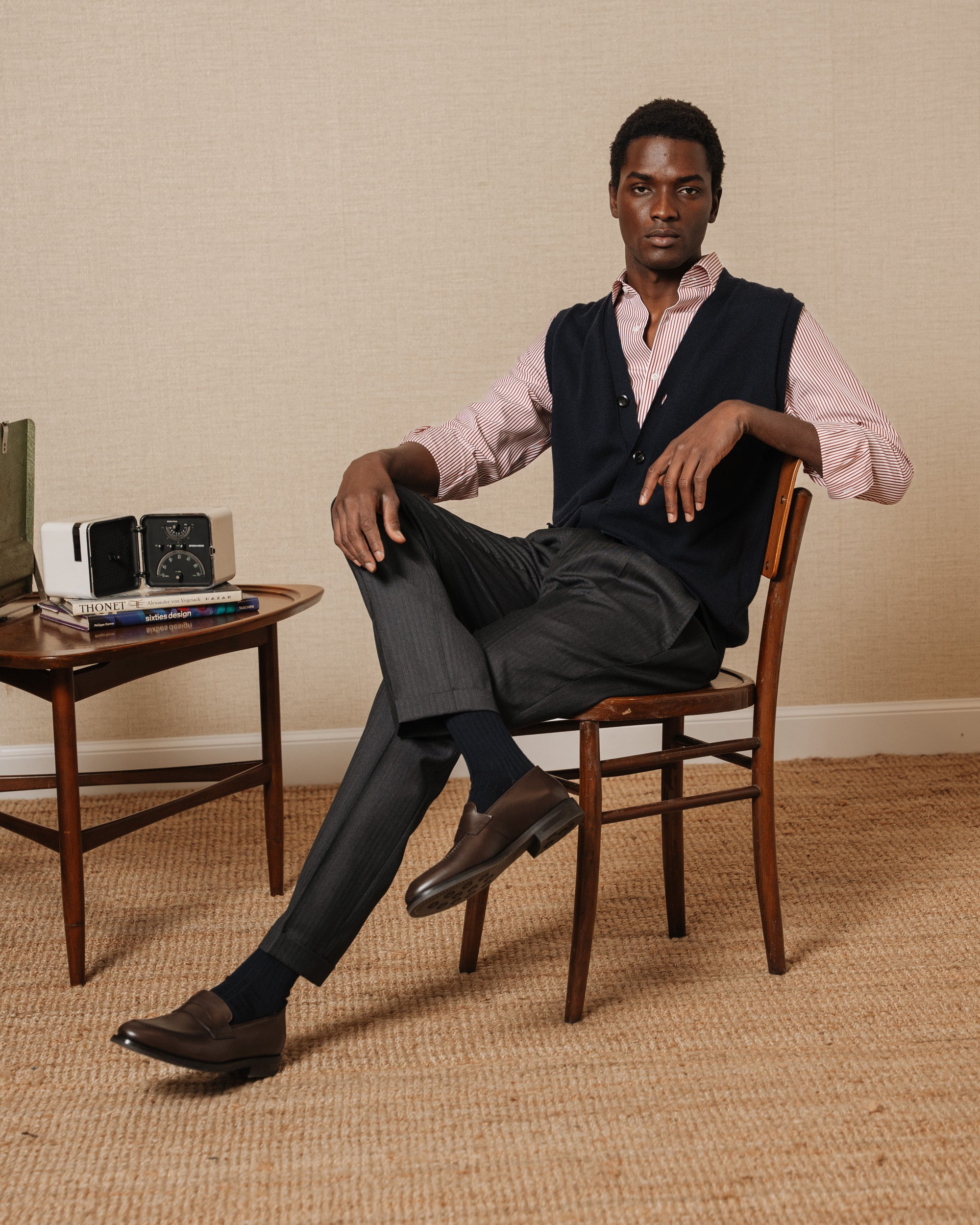 Brown tapered real leather penny loafers | Velasca