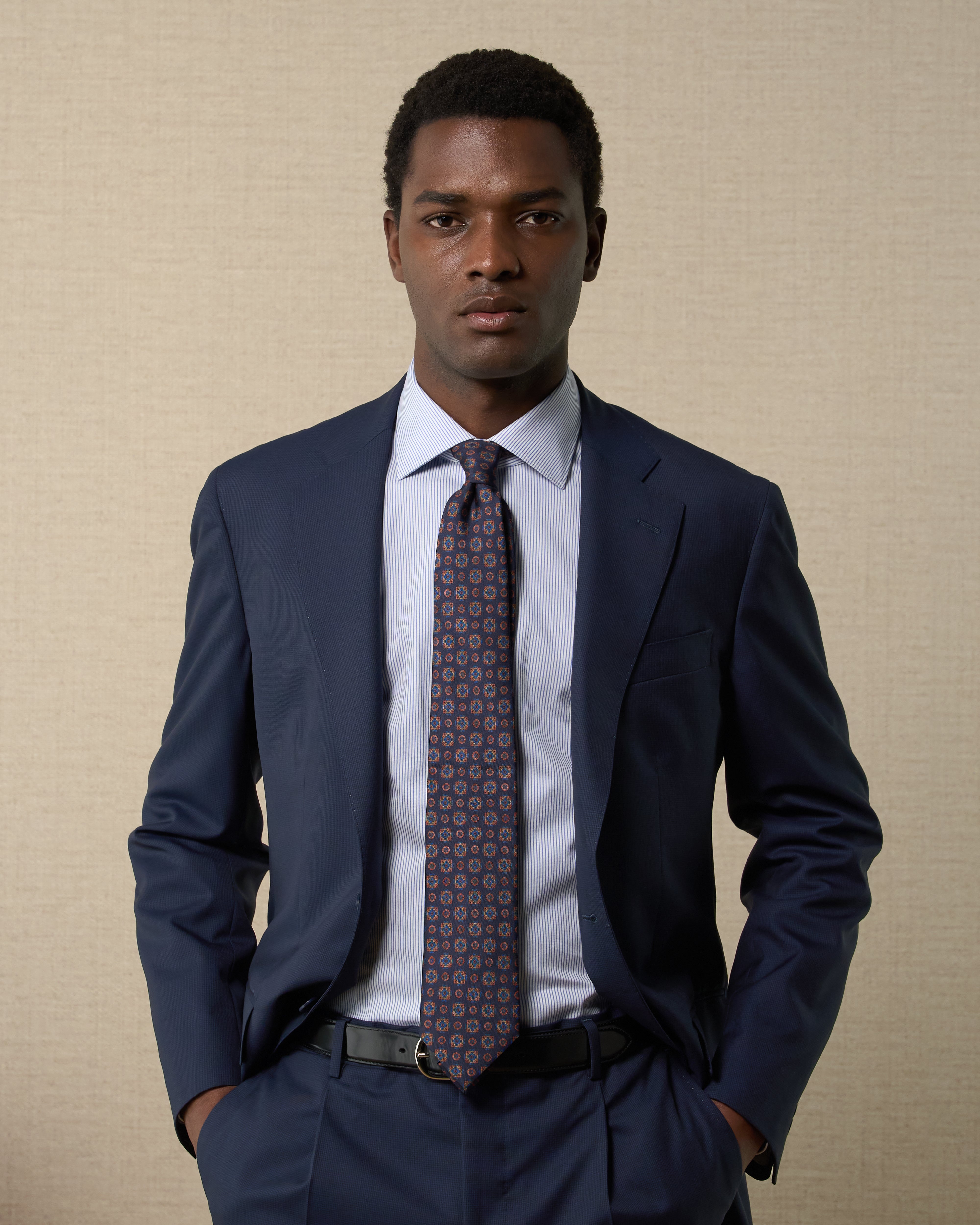 Summer blue pied de poule wool suit, Made in Italy | Velasca