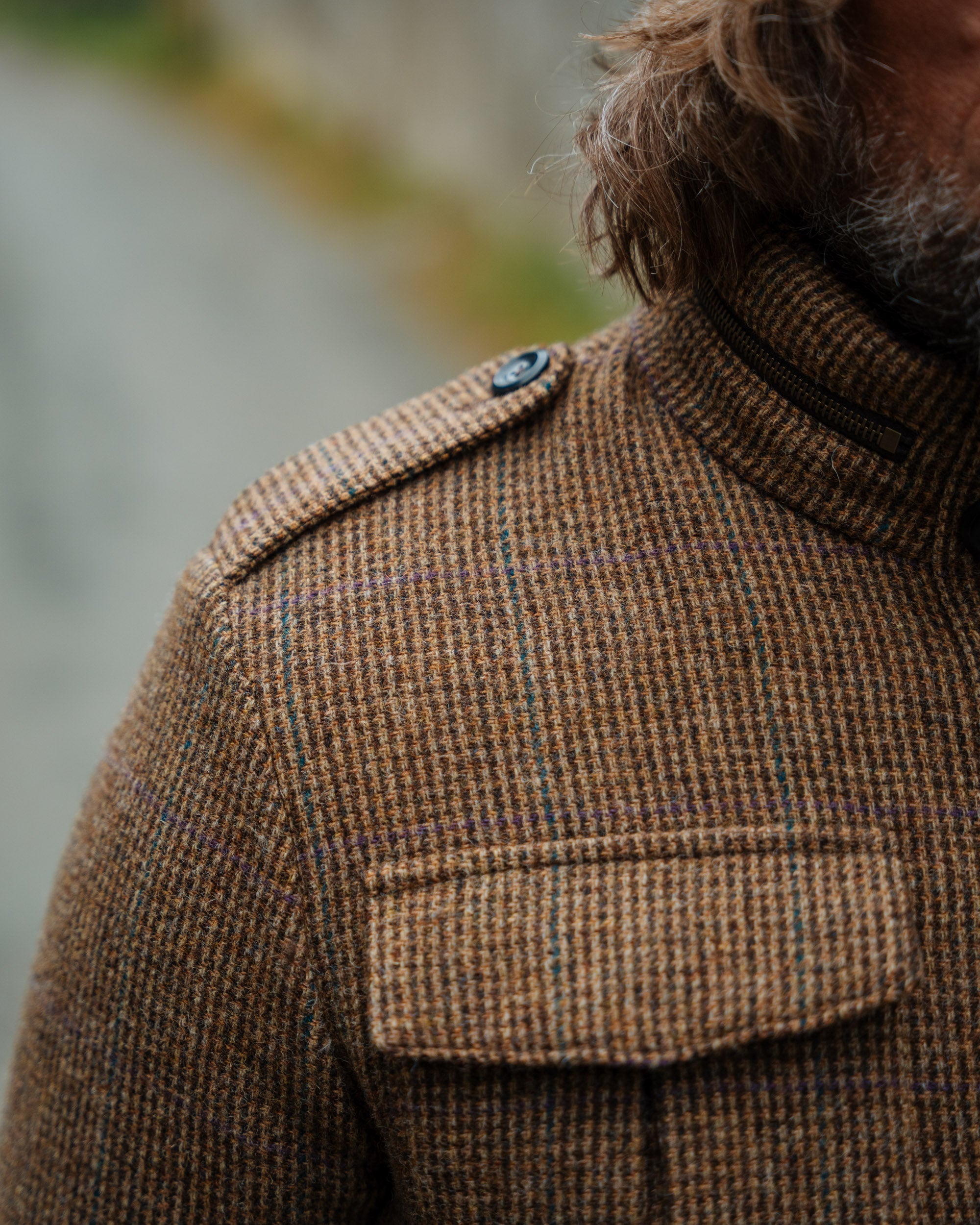Brown Prince of Wales field jacket, Made in Italy | Velasca