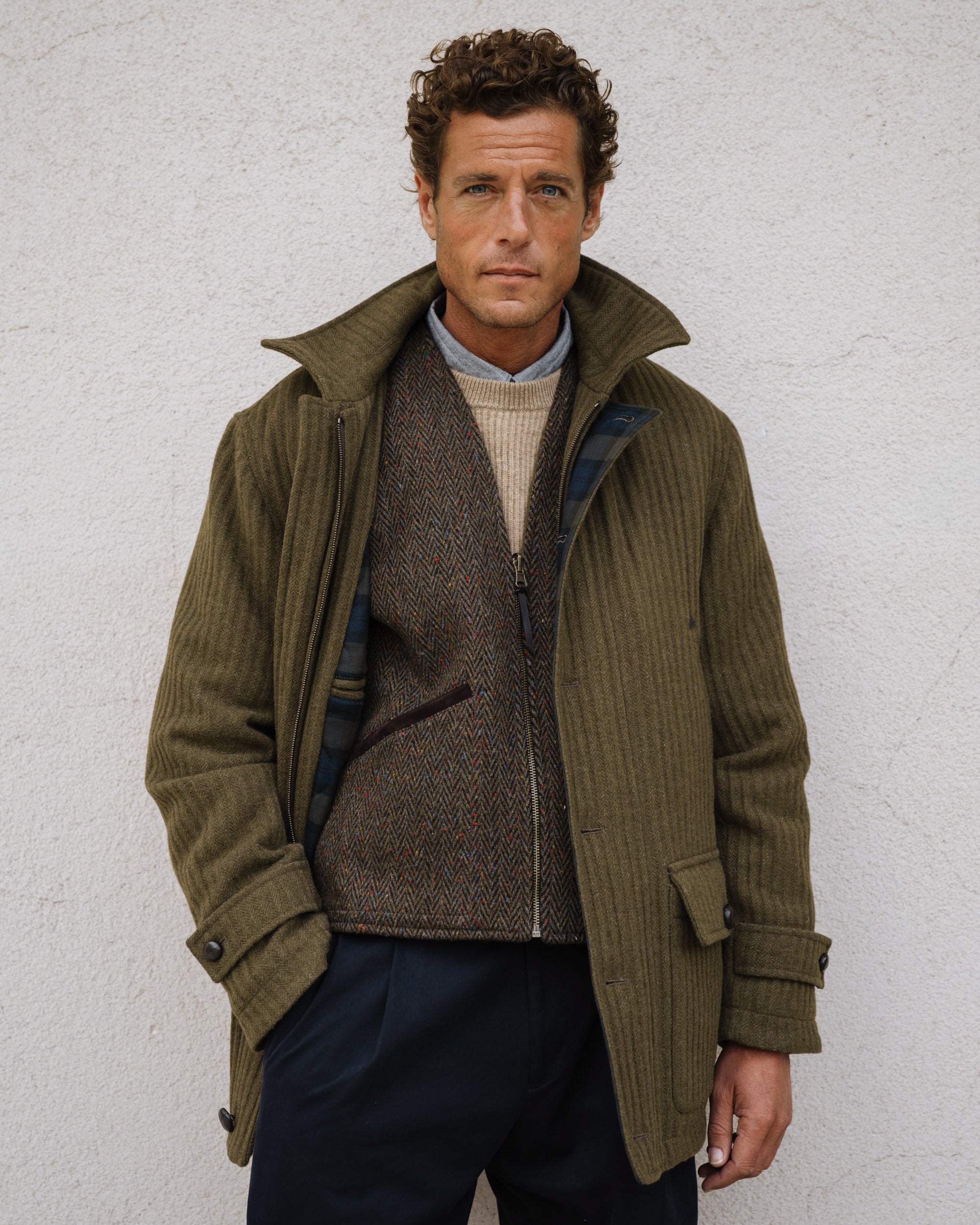 Men's green ribbed wool Field jacket Made in Italy | Velasca