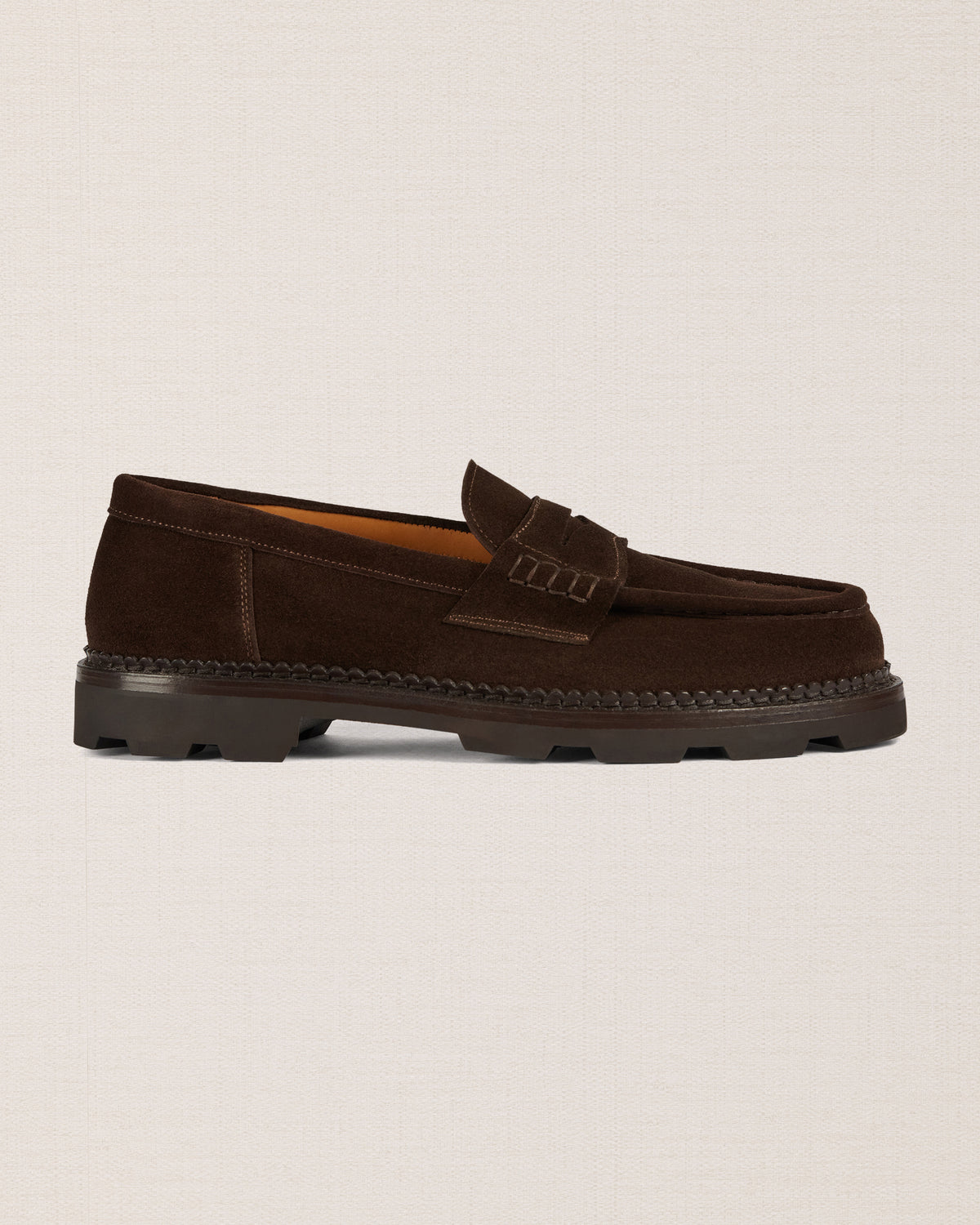 Dark brown genuine suede leather penny loafer | Velasca
