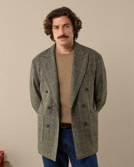 Men's elegant double-breasted jacket, green, wool | Velasca