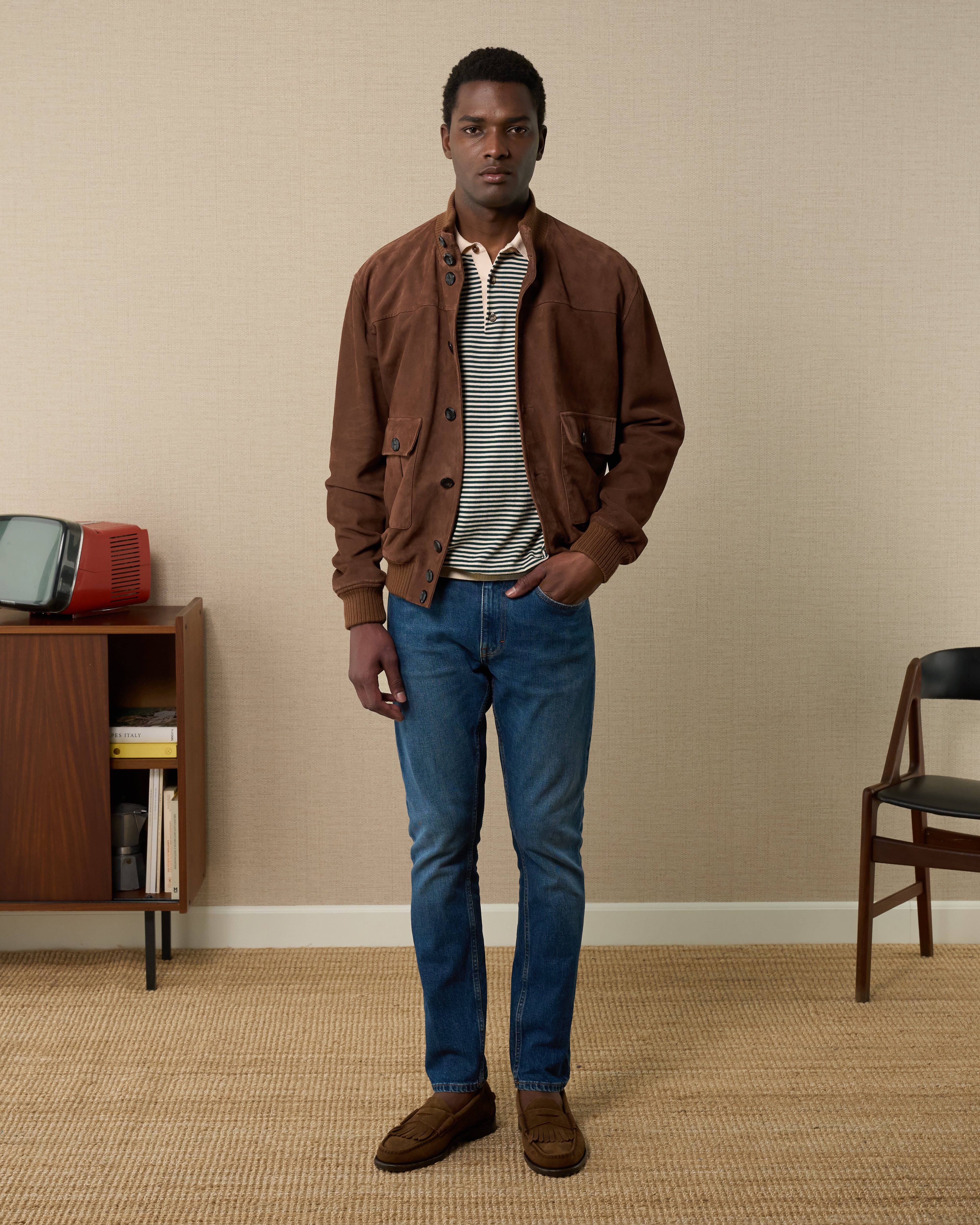 Light brown suede bomber jacket, Made in Italy | Velasca