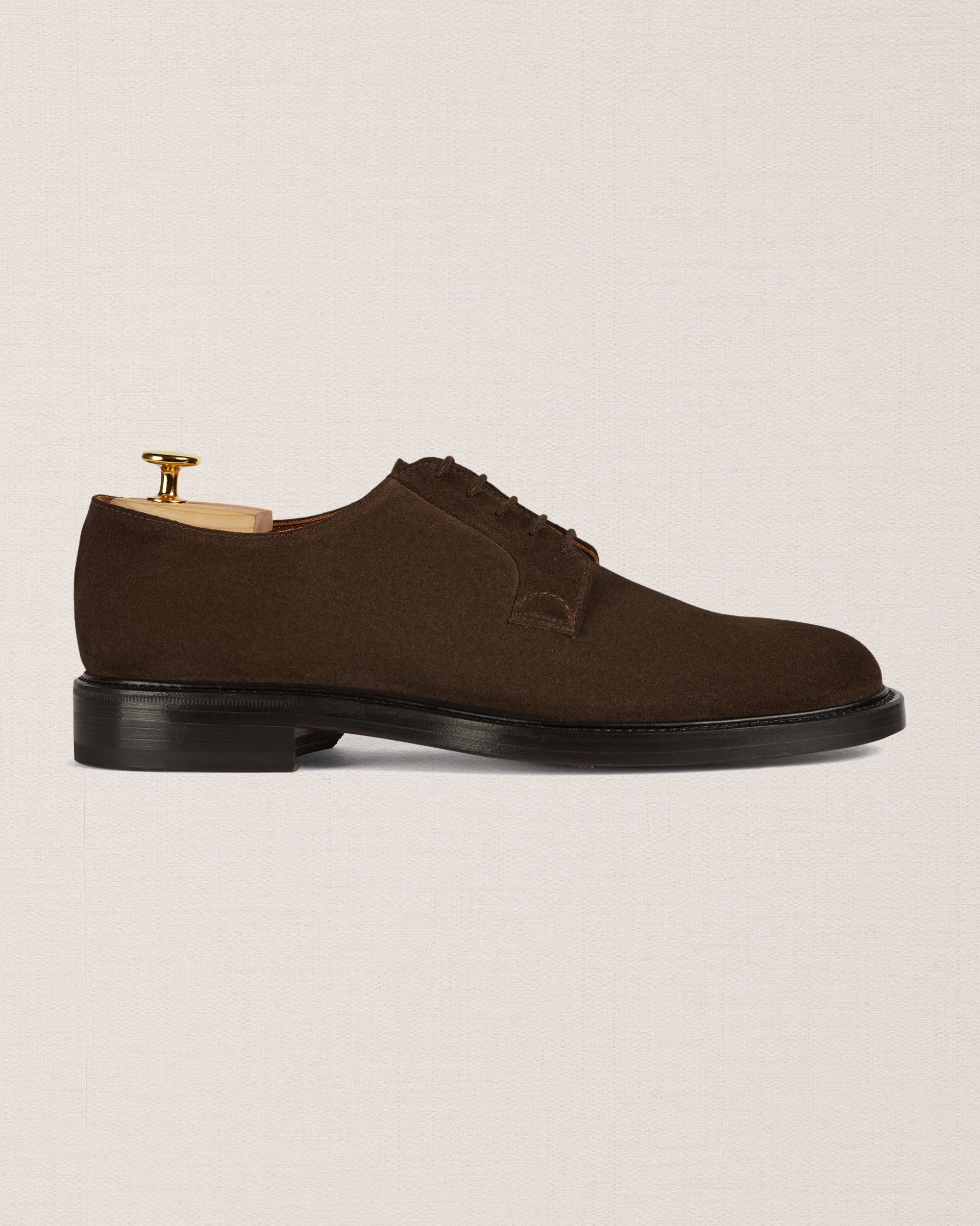 Men's artisanal brown pure suede leather derbies | Velasca