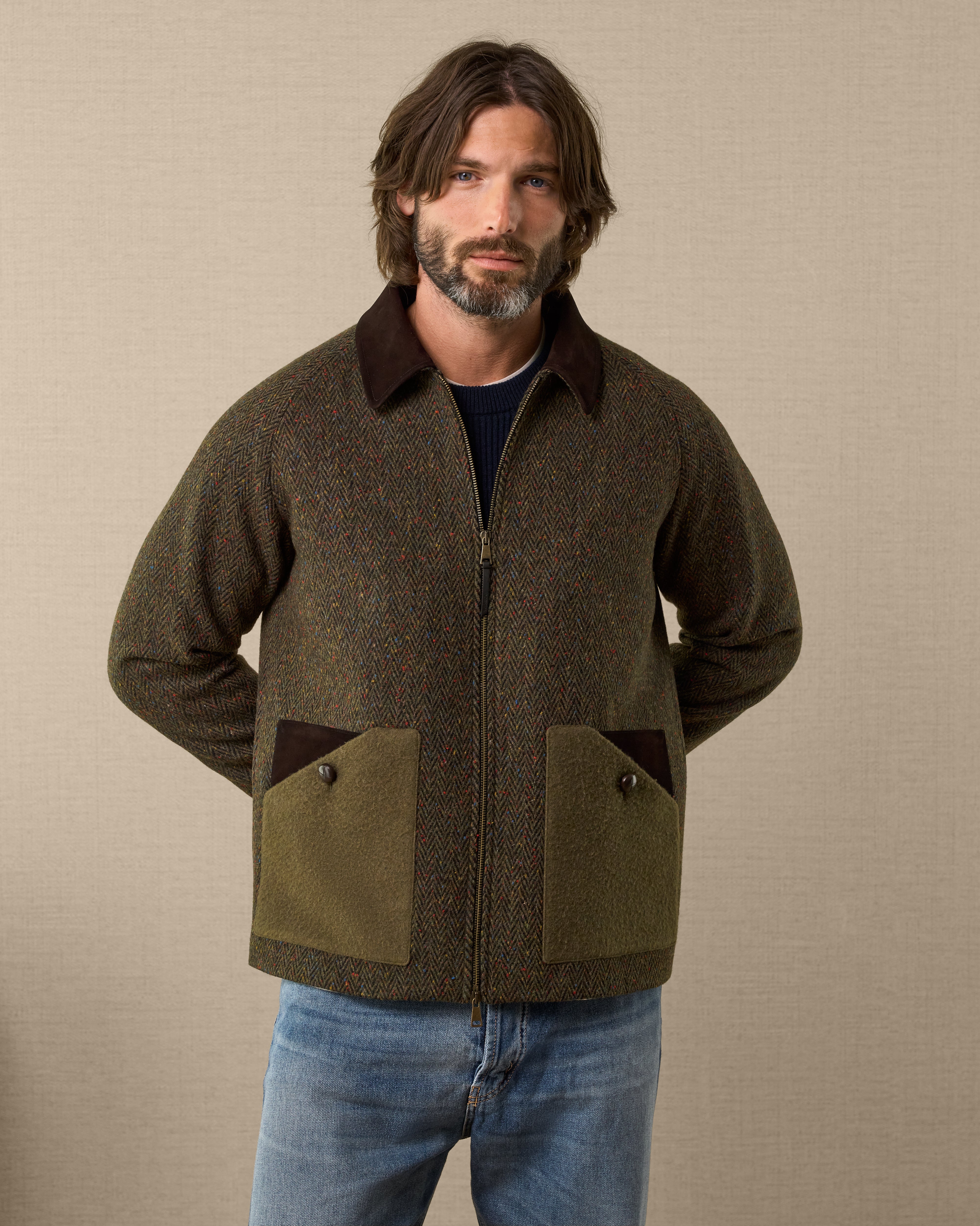 Men's green wool field jacket, Made in Italy | Velasca