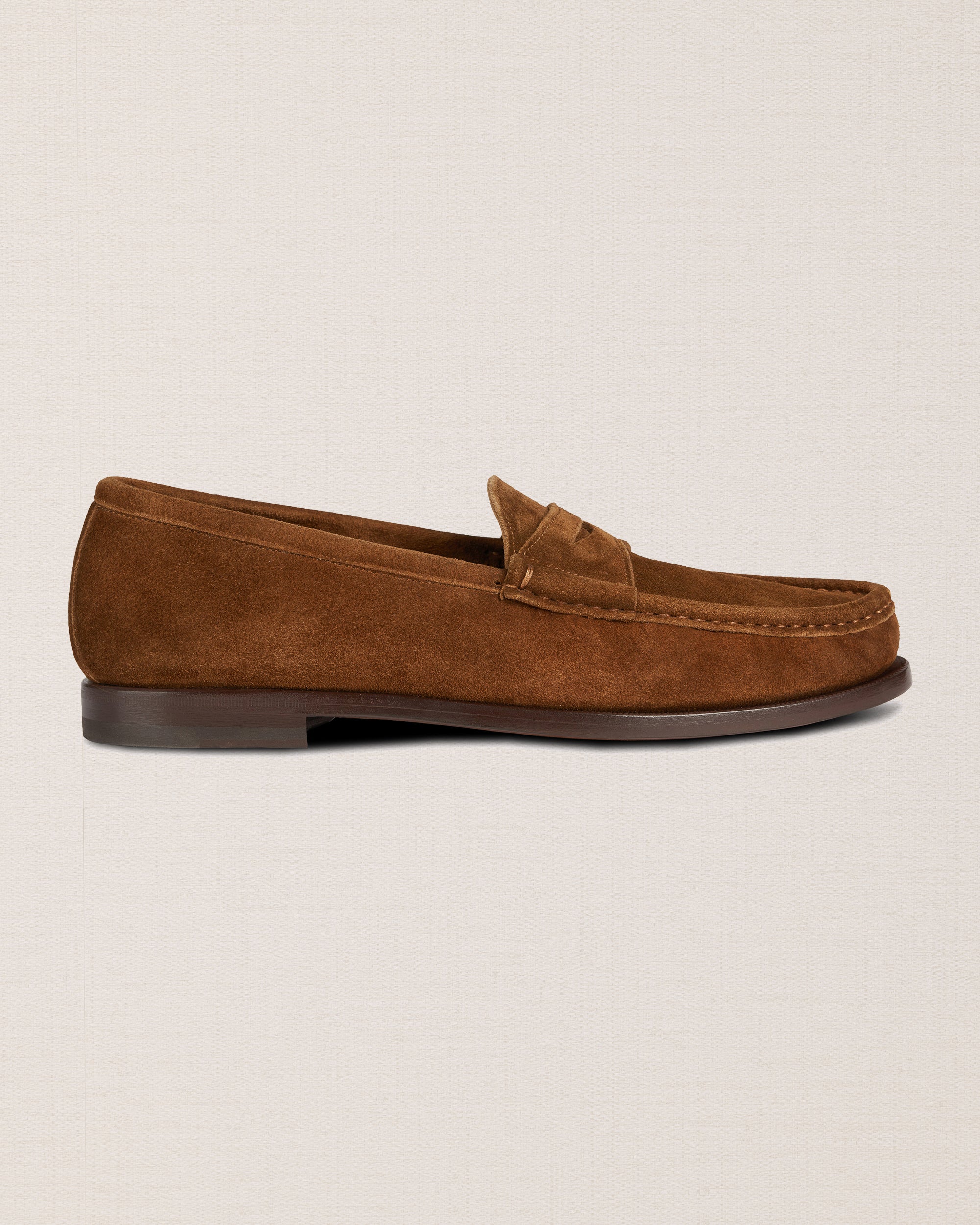 Men's tobacco brown suede leather Penny Loafers | Velasca