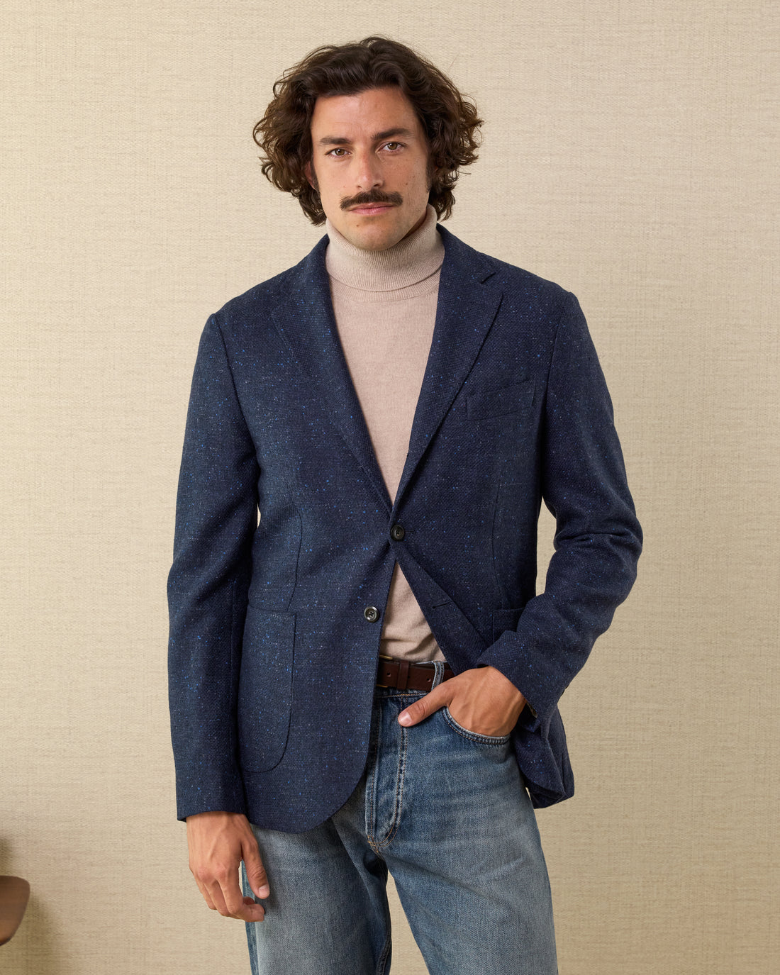 Men's blue wool and silk jacket, Made in Italy | Velasca
