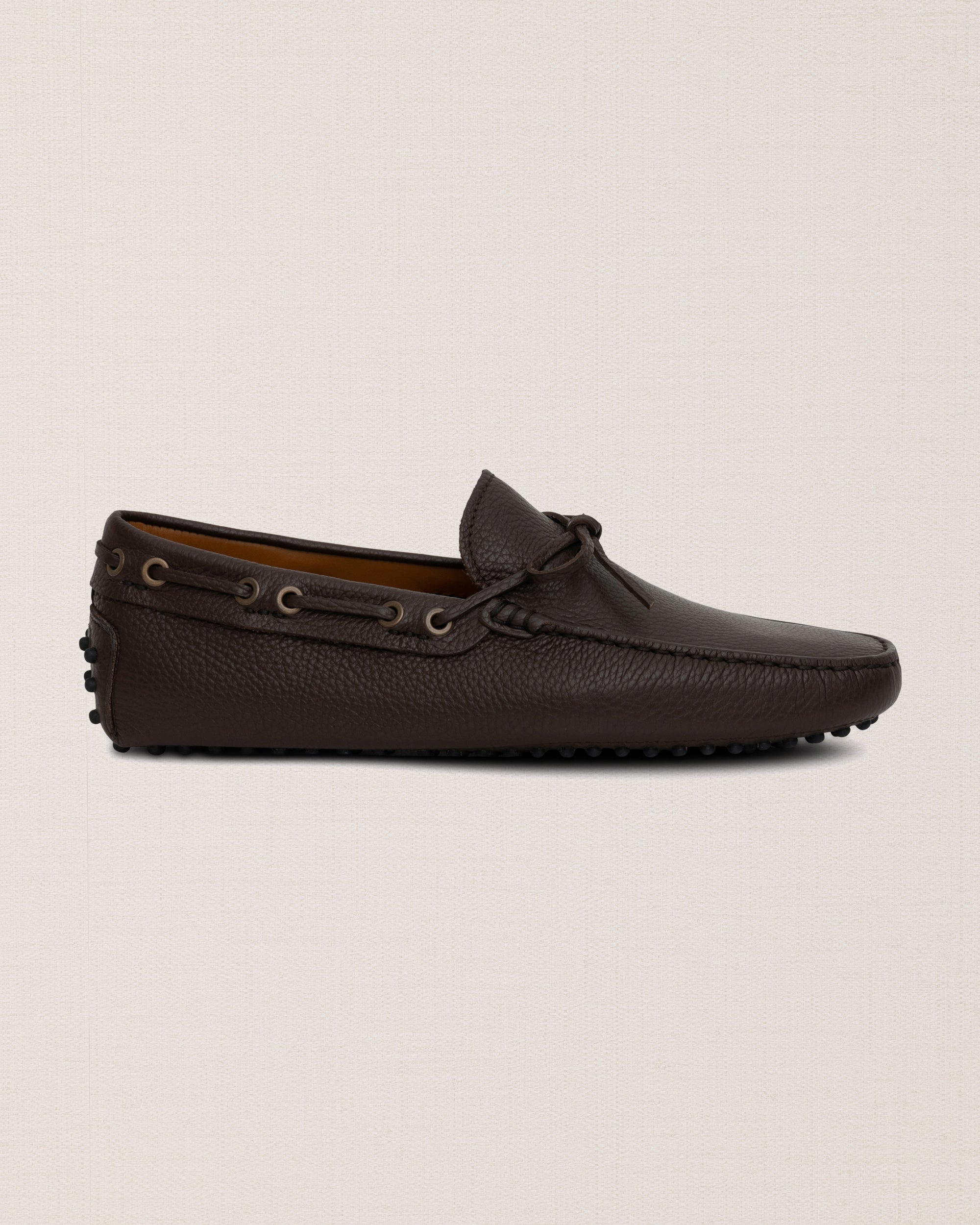 Men's brown tumbled leather Moccasins | Velasca
