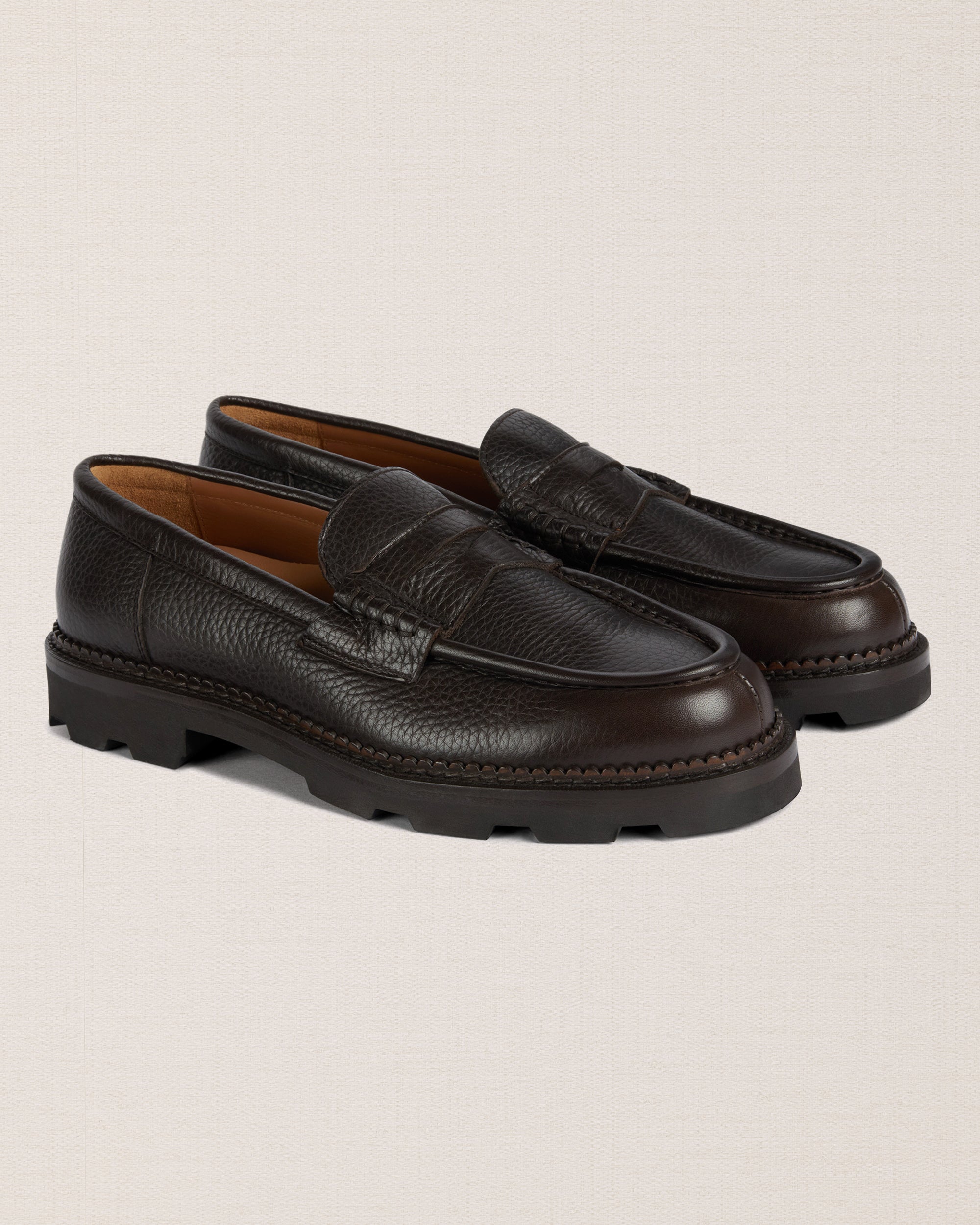 Velasca Men\'s Black Leather Penny Loafers with Tan Interior 8.5 / 41.5 Velasca | Men main image 2