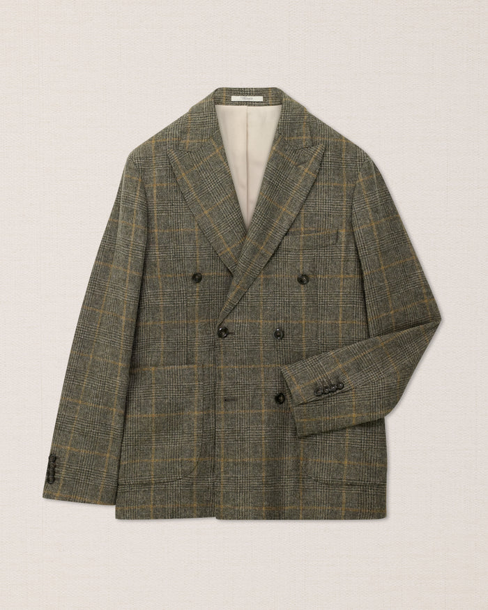 Men's elegant double-breasted jacket, green, wool | Velasca