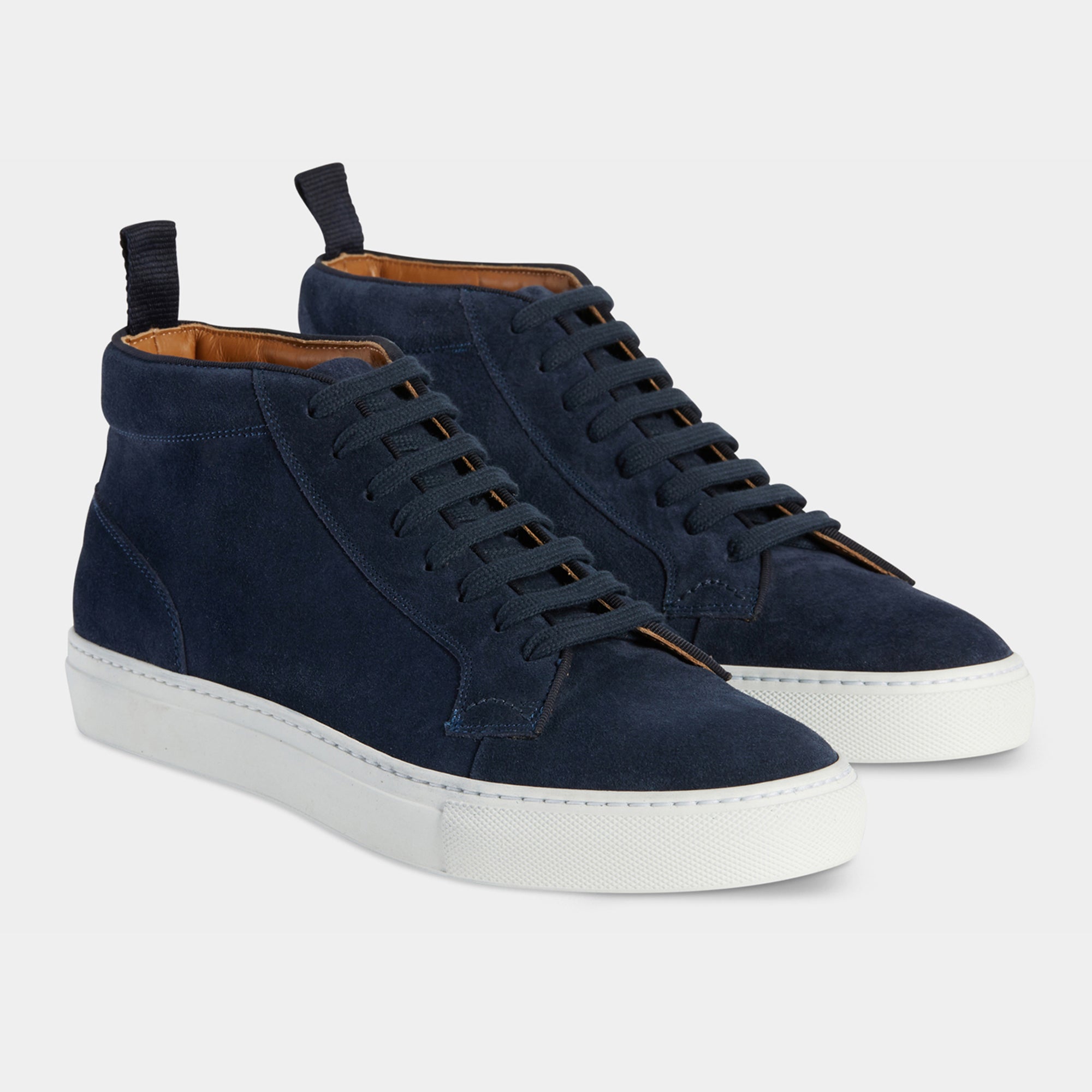Men's blue suede leather high Sneakers | Velasca