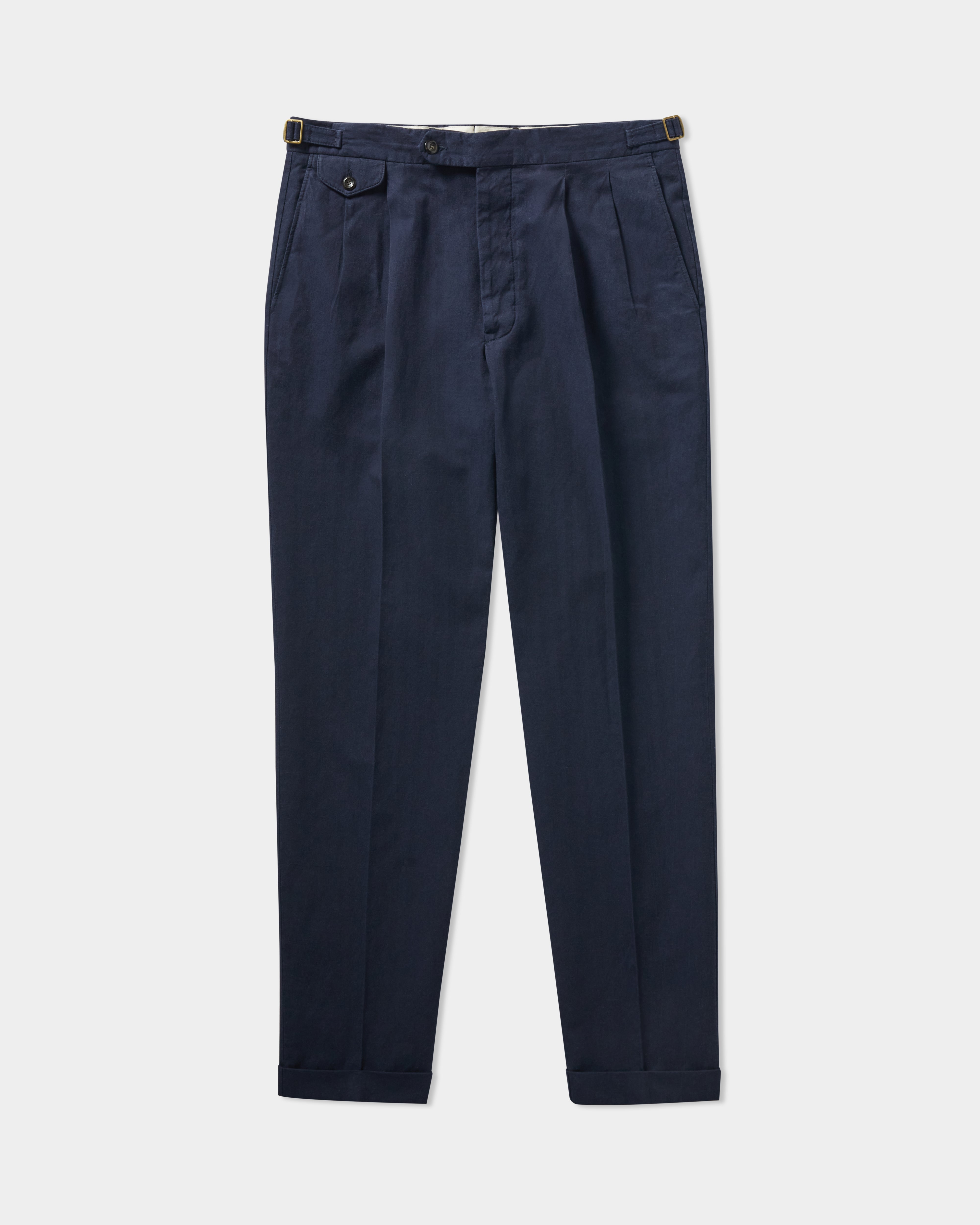Navy blue pleated pants store