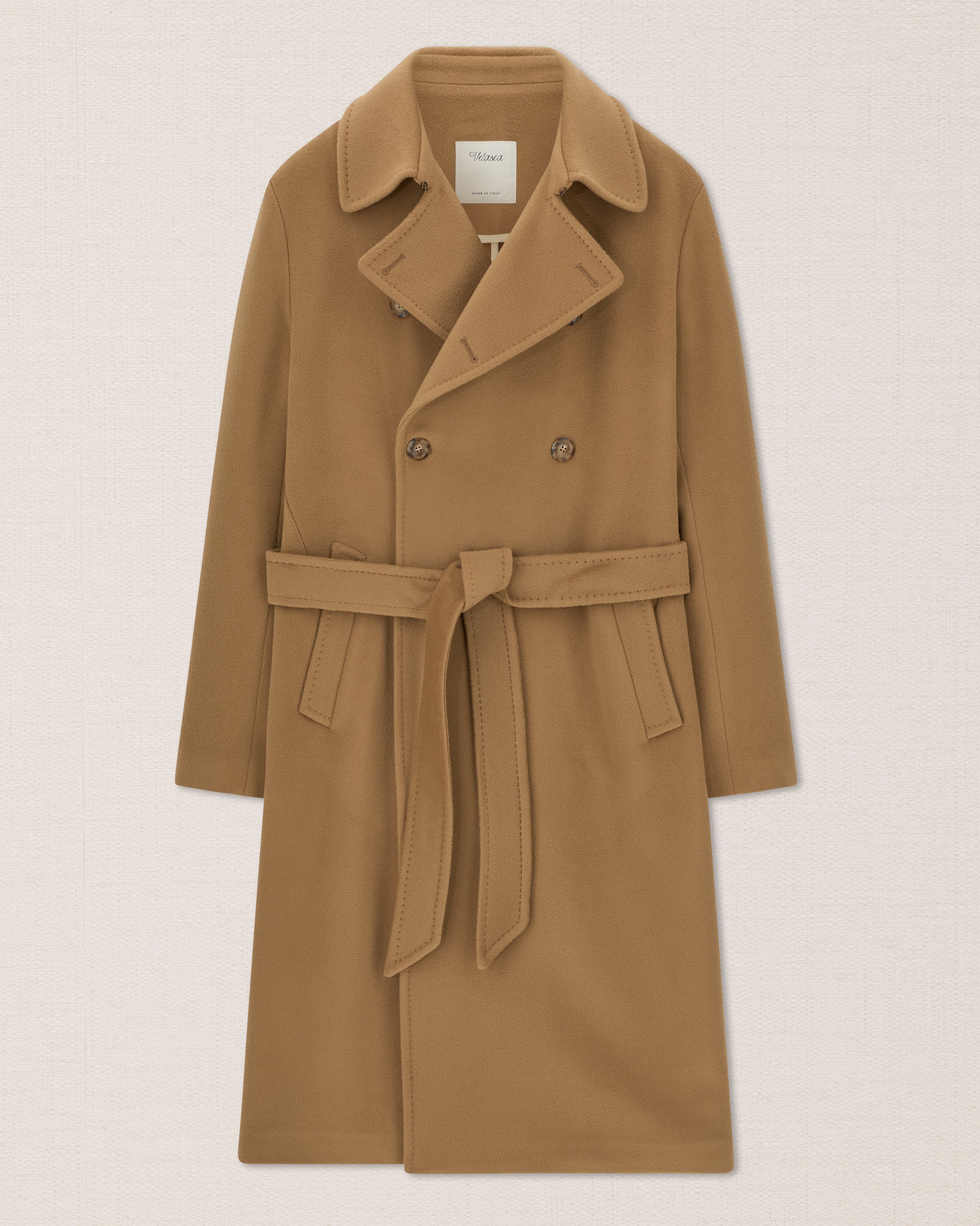 Men's wool trench coat with belt, Made in Italy | Velasca