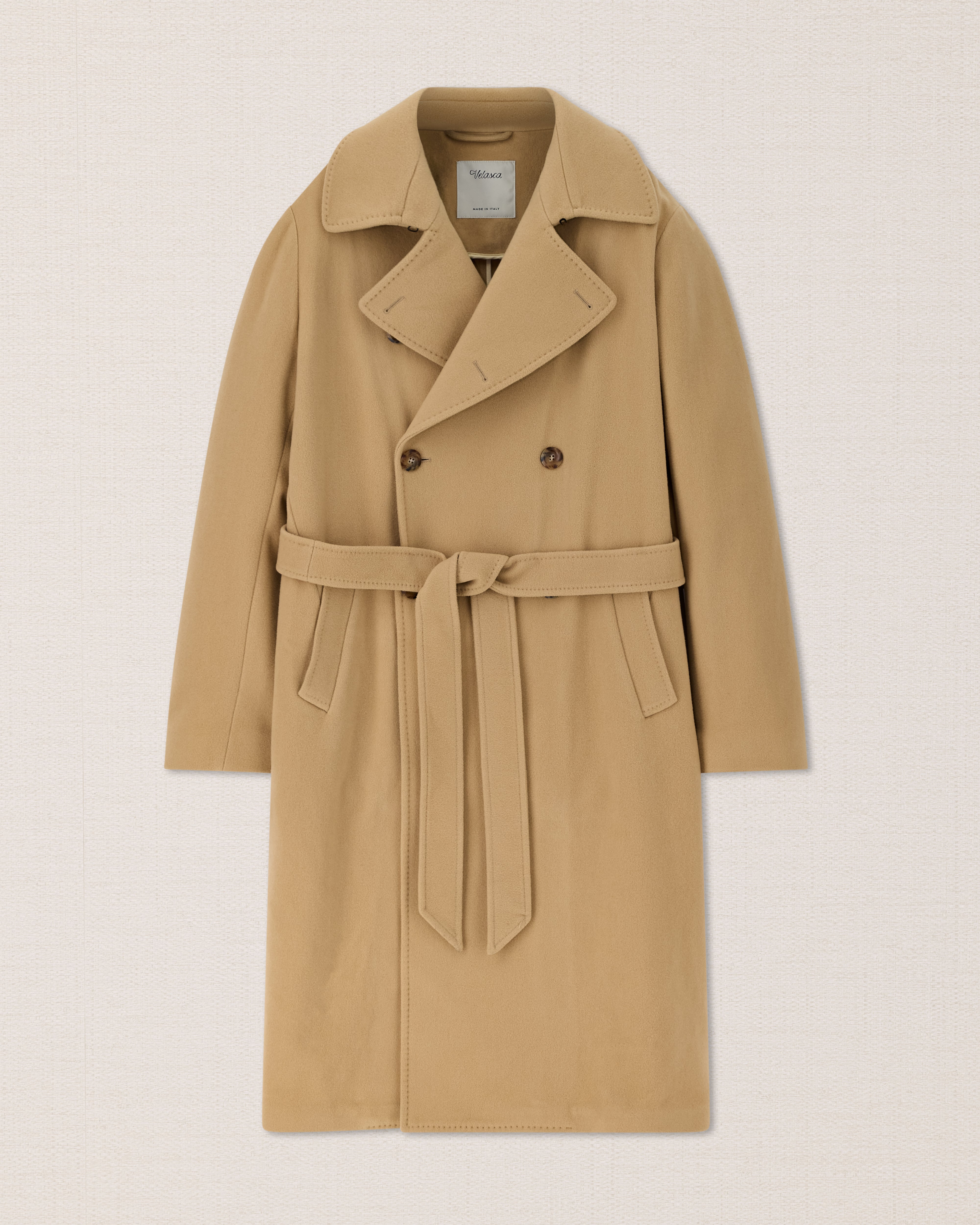 Velasca | Serdes - Men's beige double-breasted coat – Made in Italy