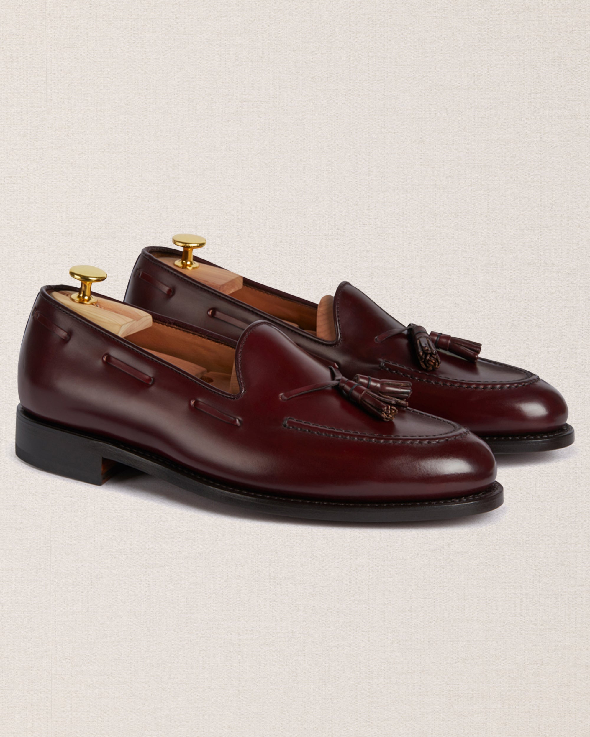 Luca di Napoli Velvet Tassel Loafers Bordeaux Made in Italy EU 44 / US 11 Velasca | Bordeaux smooth leather penny loafers, Made in Italy main image 3