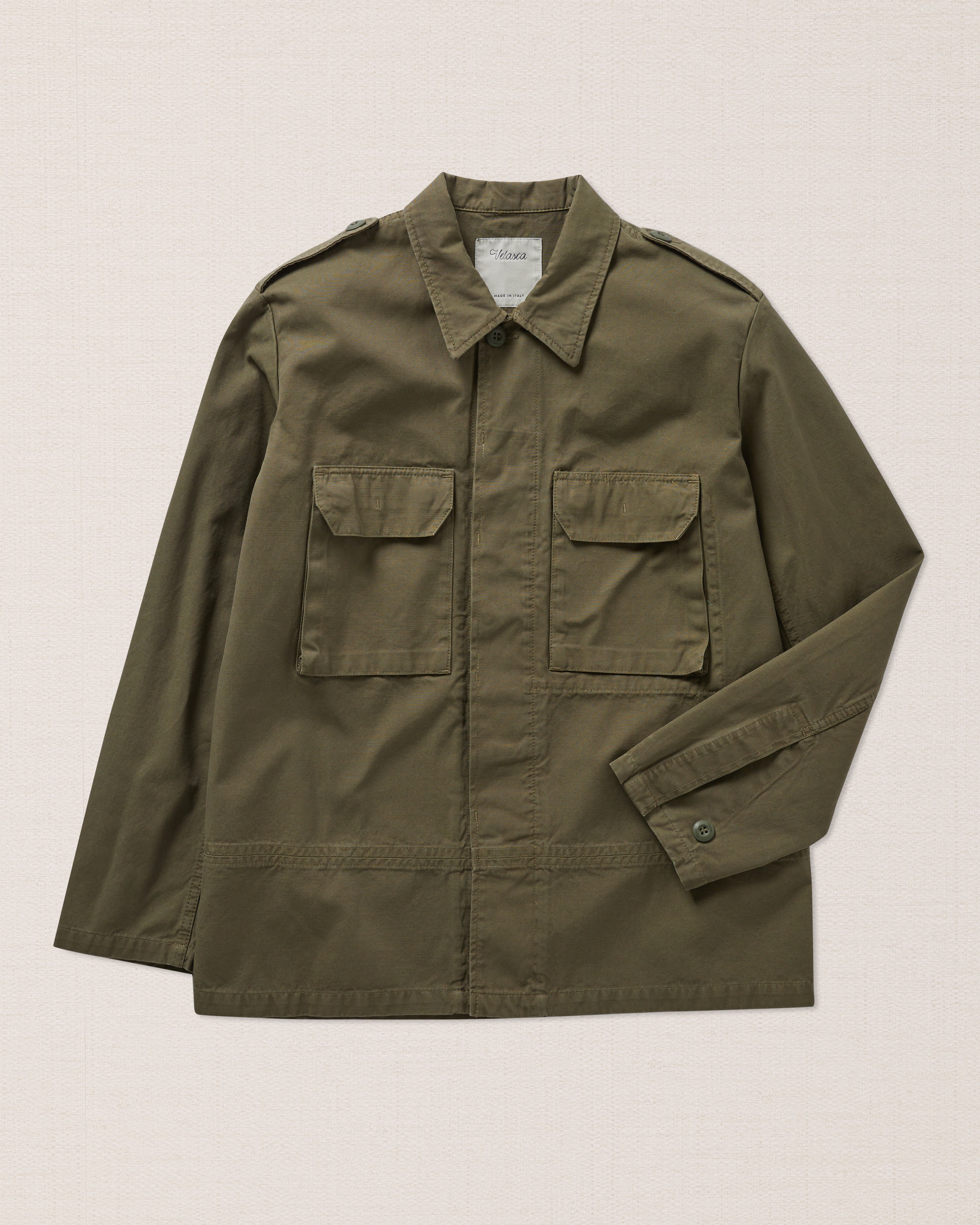 Green cotton field jacket for men, Made in Italy | Velasca