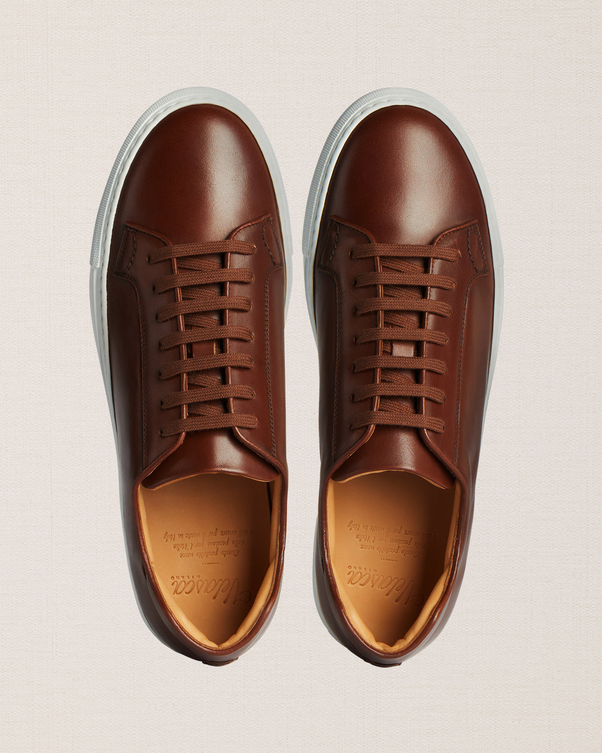 Men's brown leather artisanal Sneakers