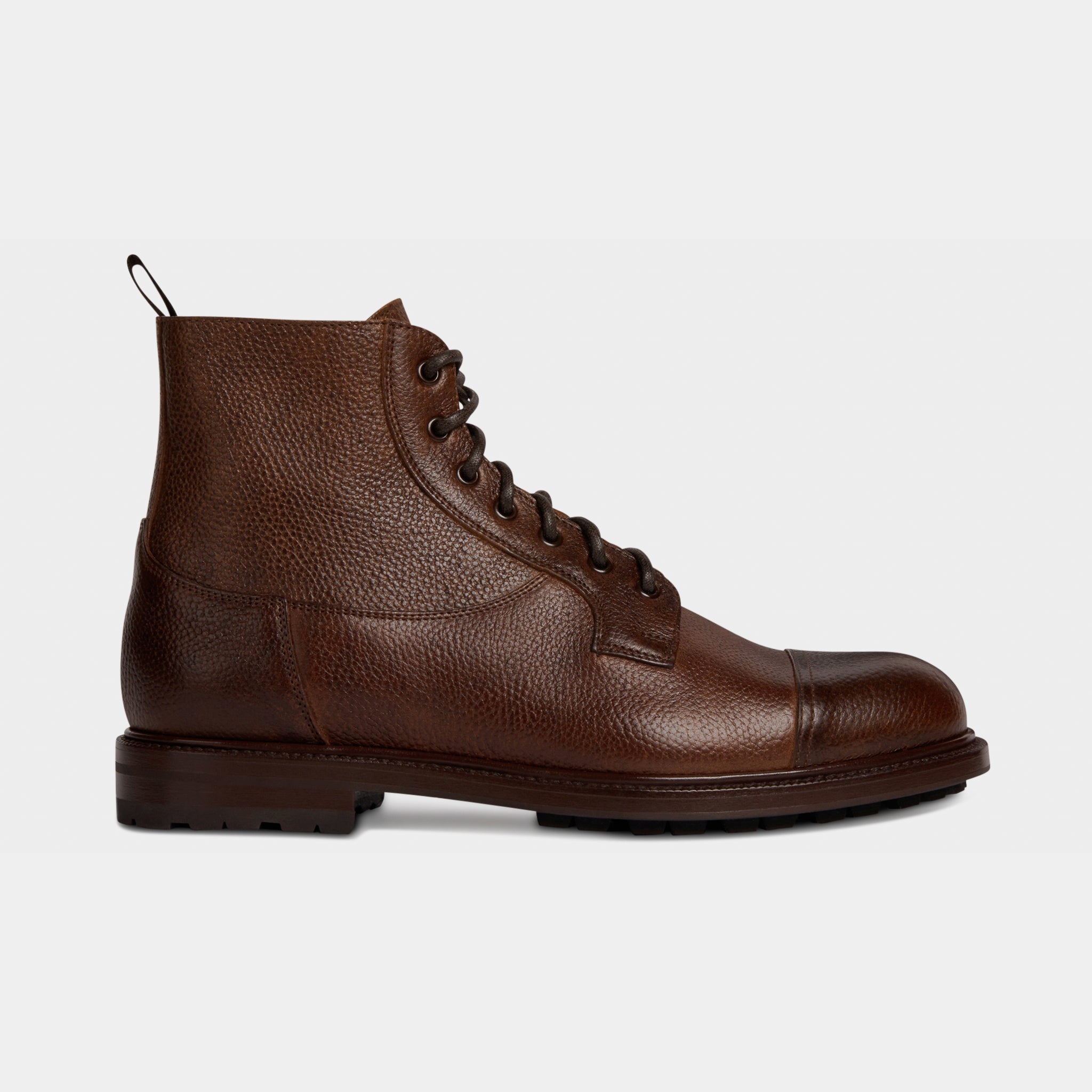 Dark brown lace up boot in hammered leather Velasca