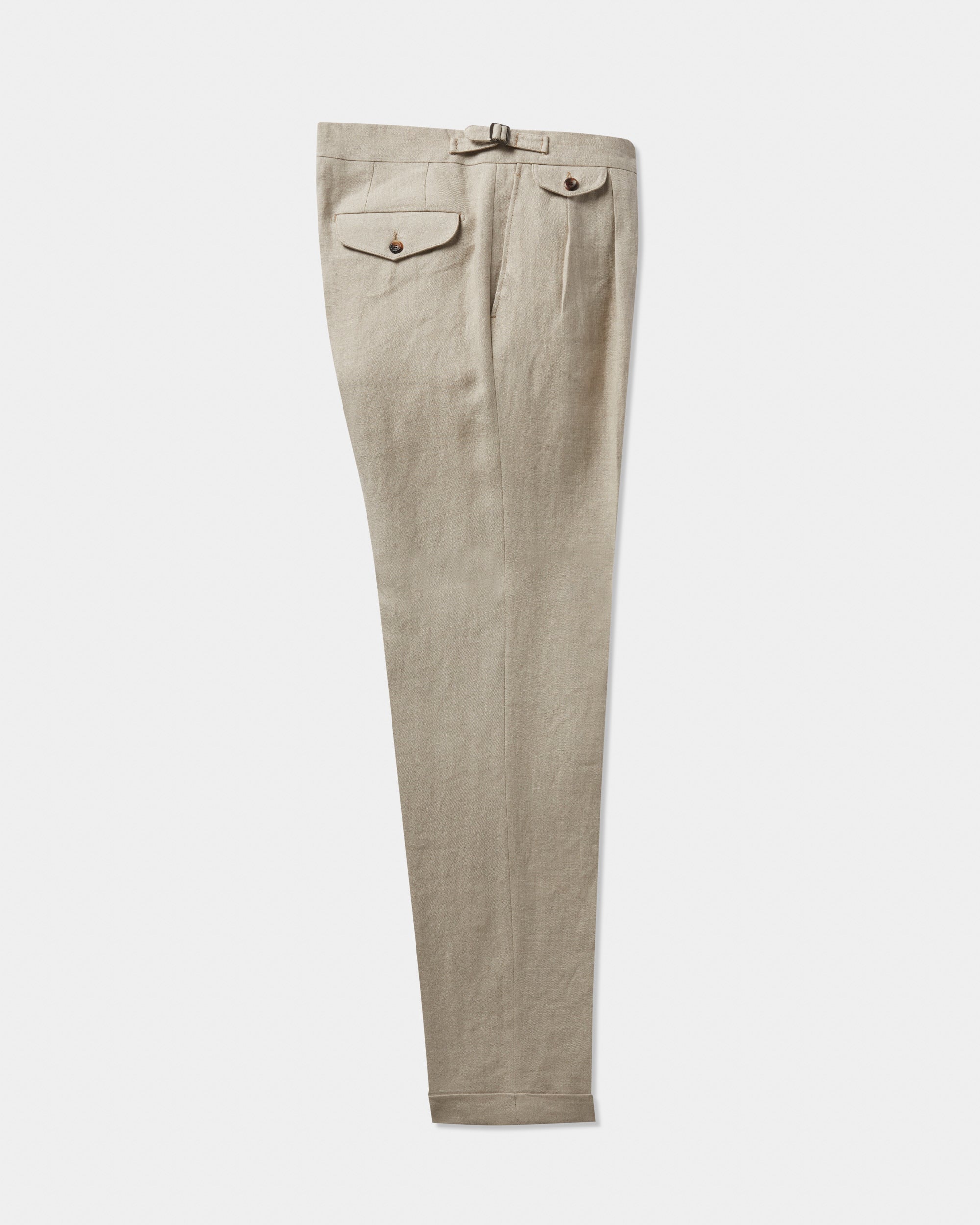 Velasca | Beige linen smart double-pleated pants. Made in Italy Velasca | Beige linen smart double-pleated pants. Made in Italy