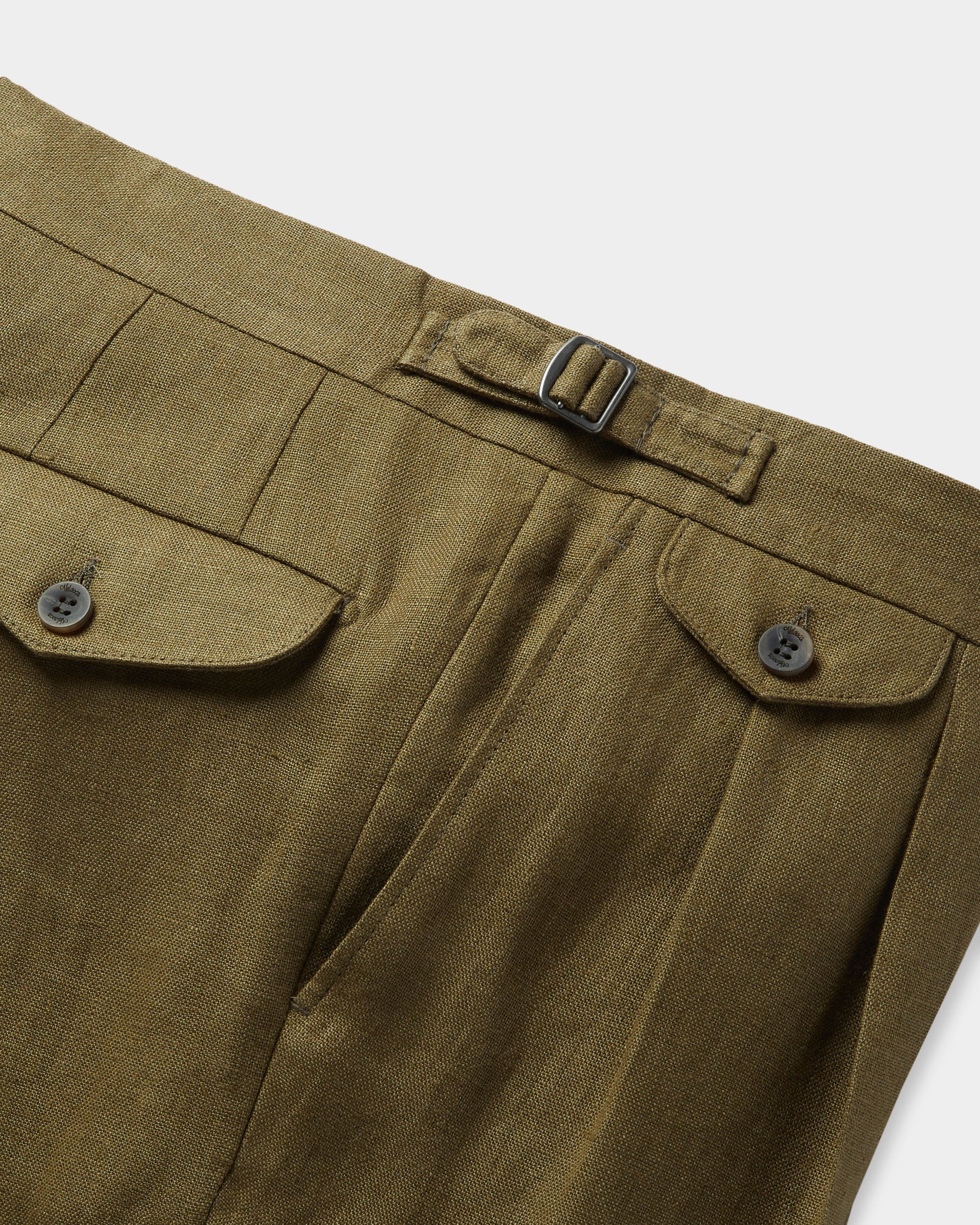 Velasca | Men's olive green linen pants, made in Italy