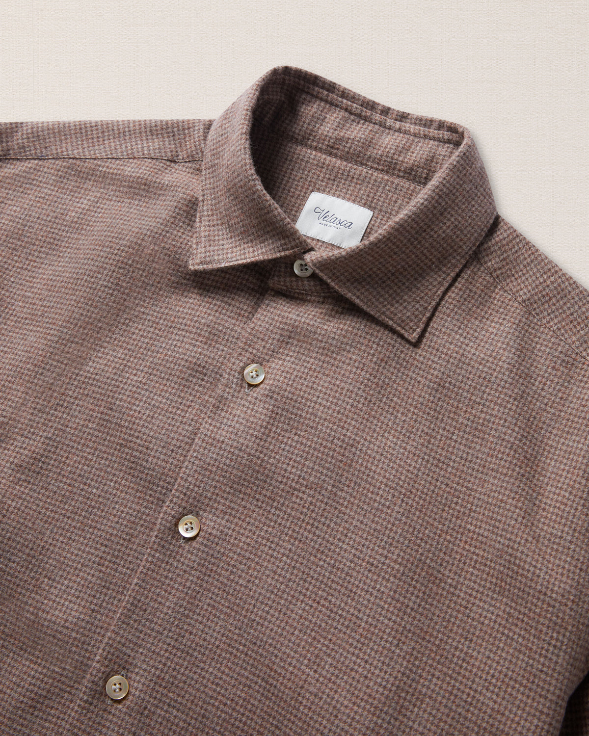 Velasca | Houndstooth cotton flannel shirt. Made in Italy