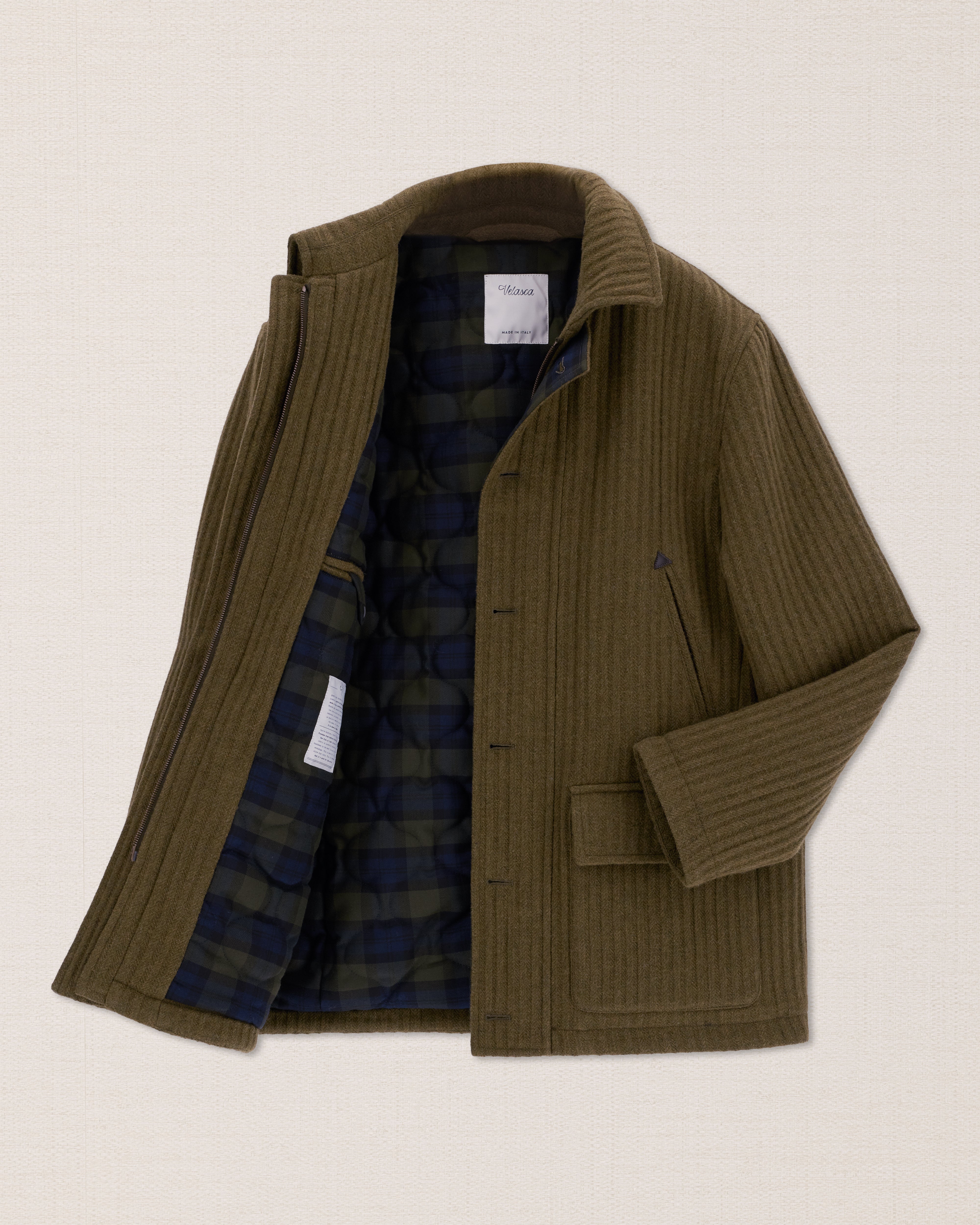 Men's green ribbed wool Field jacket Made in Italy | Velasca